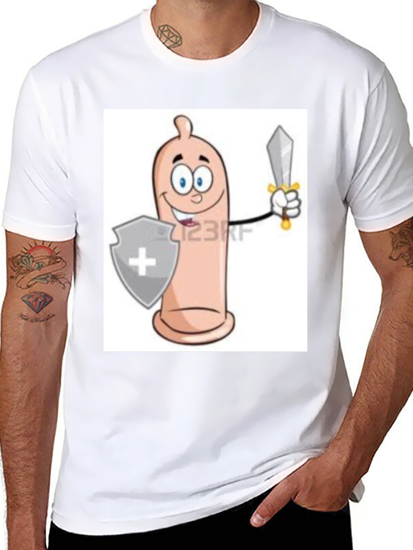 Funny Condom Cartoon Graphic Tee