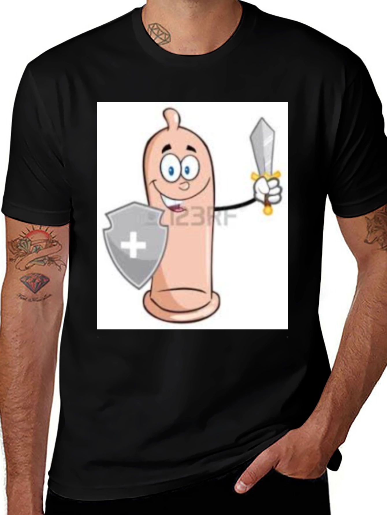 Funny Condom Cartoon Graphic Tee