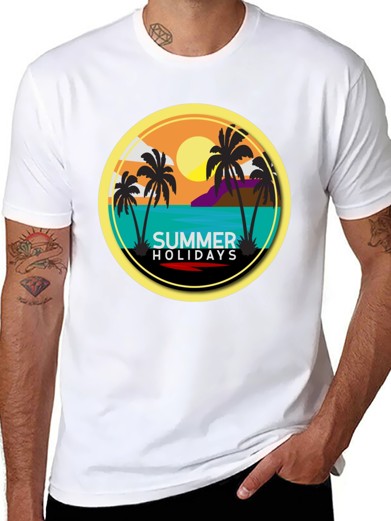 Summer Holiday T-Shirt - Beach Palm Tree Design