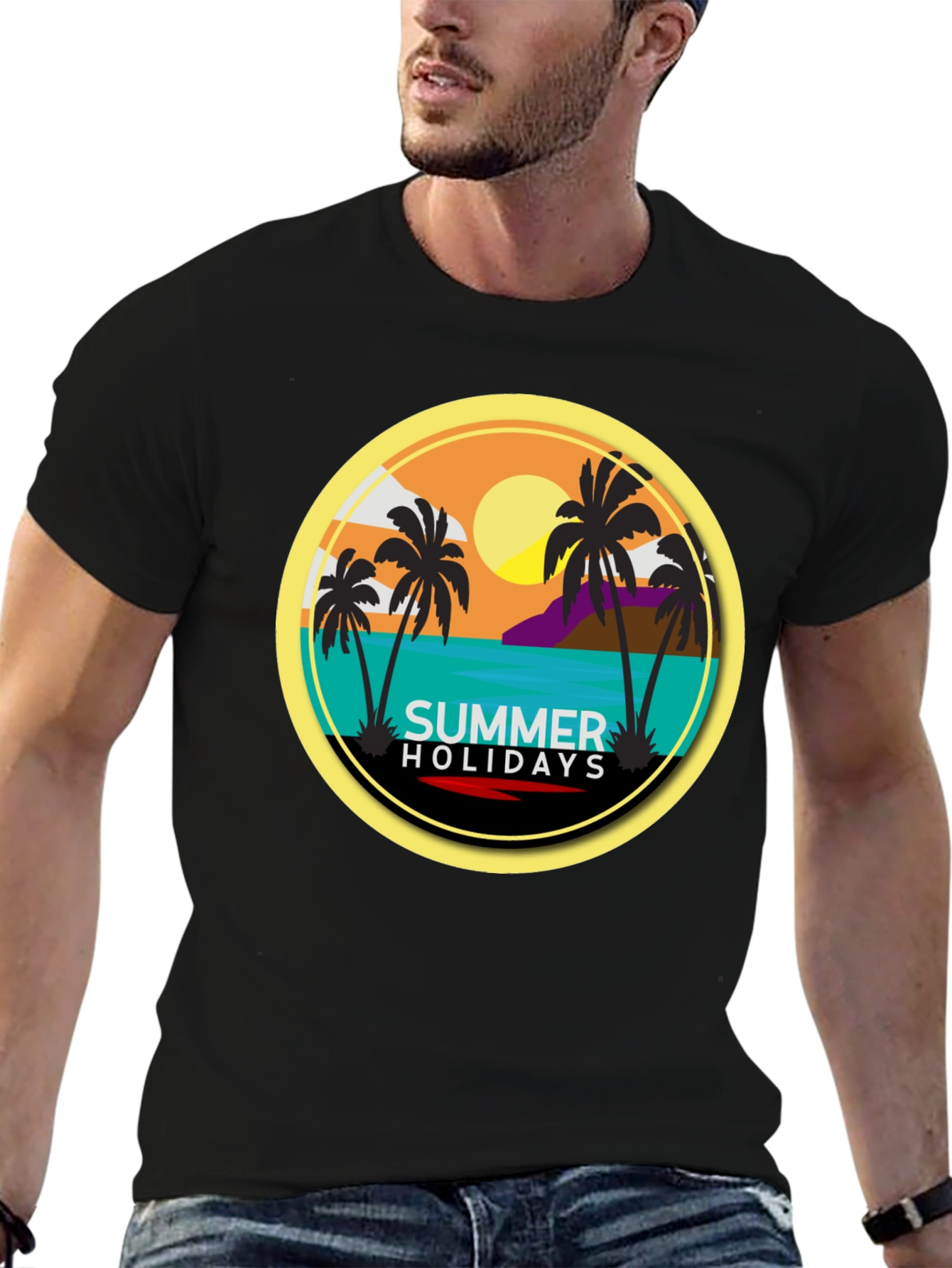 Summer Holiday T-Shirt - Beach Palm Tree Design