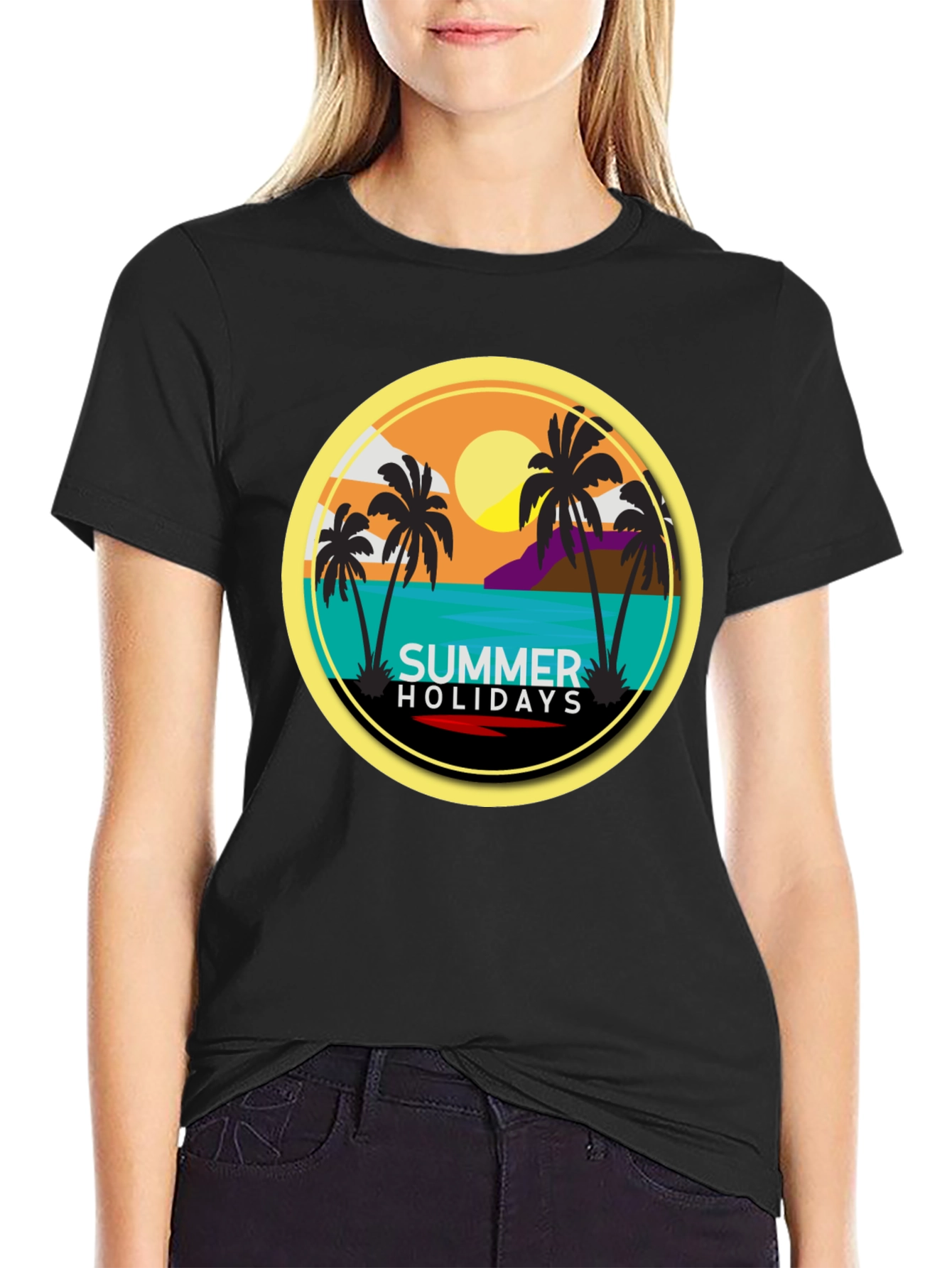 Summer Holiday T-Shirt - Beach Palm Tree Design