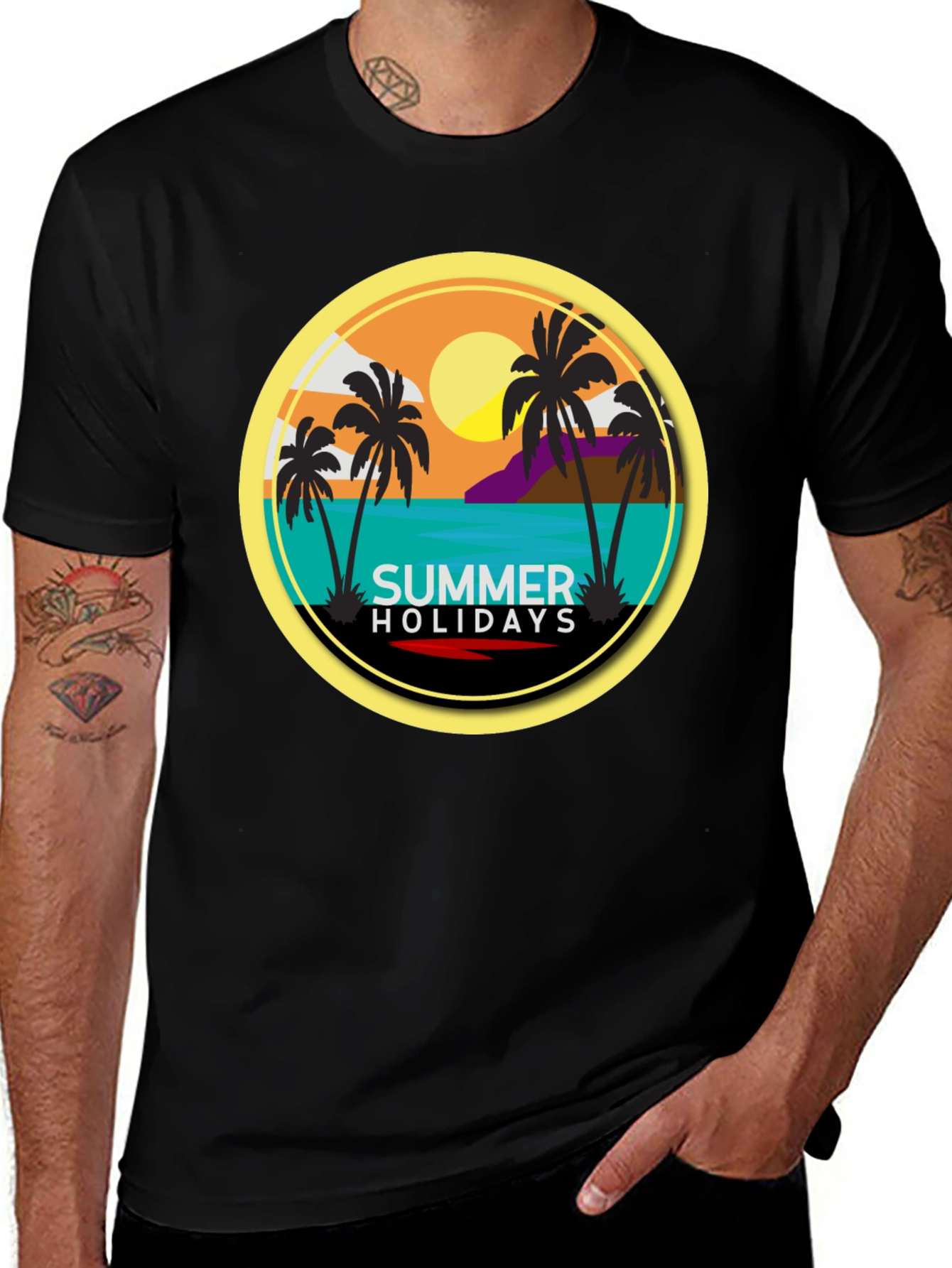 Summer Holiday T-Shirt - Beach Palm Tree Design