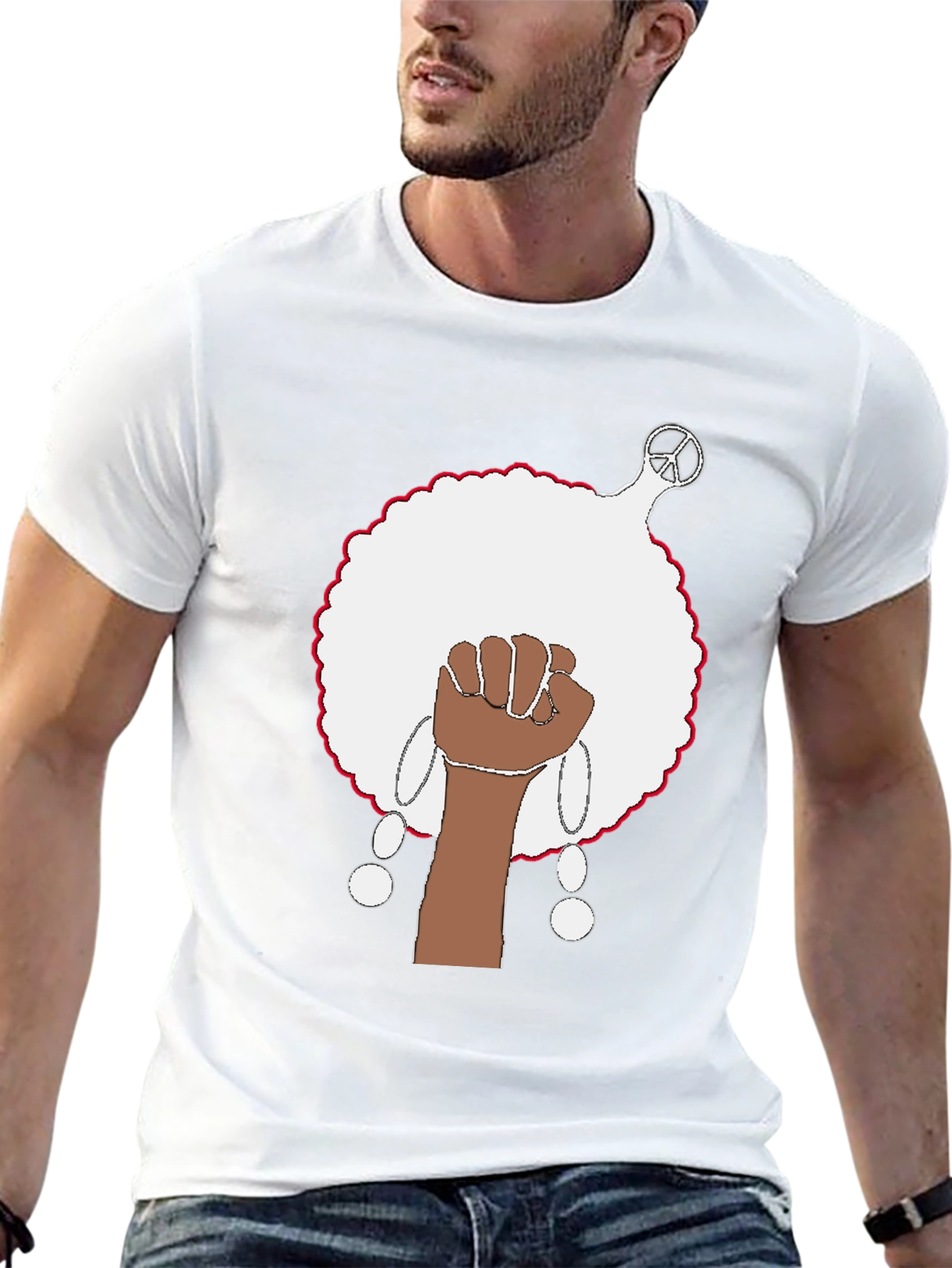 Black History Month T-Shirt Raised Fist Afro Peace