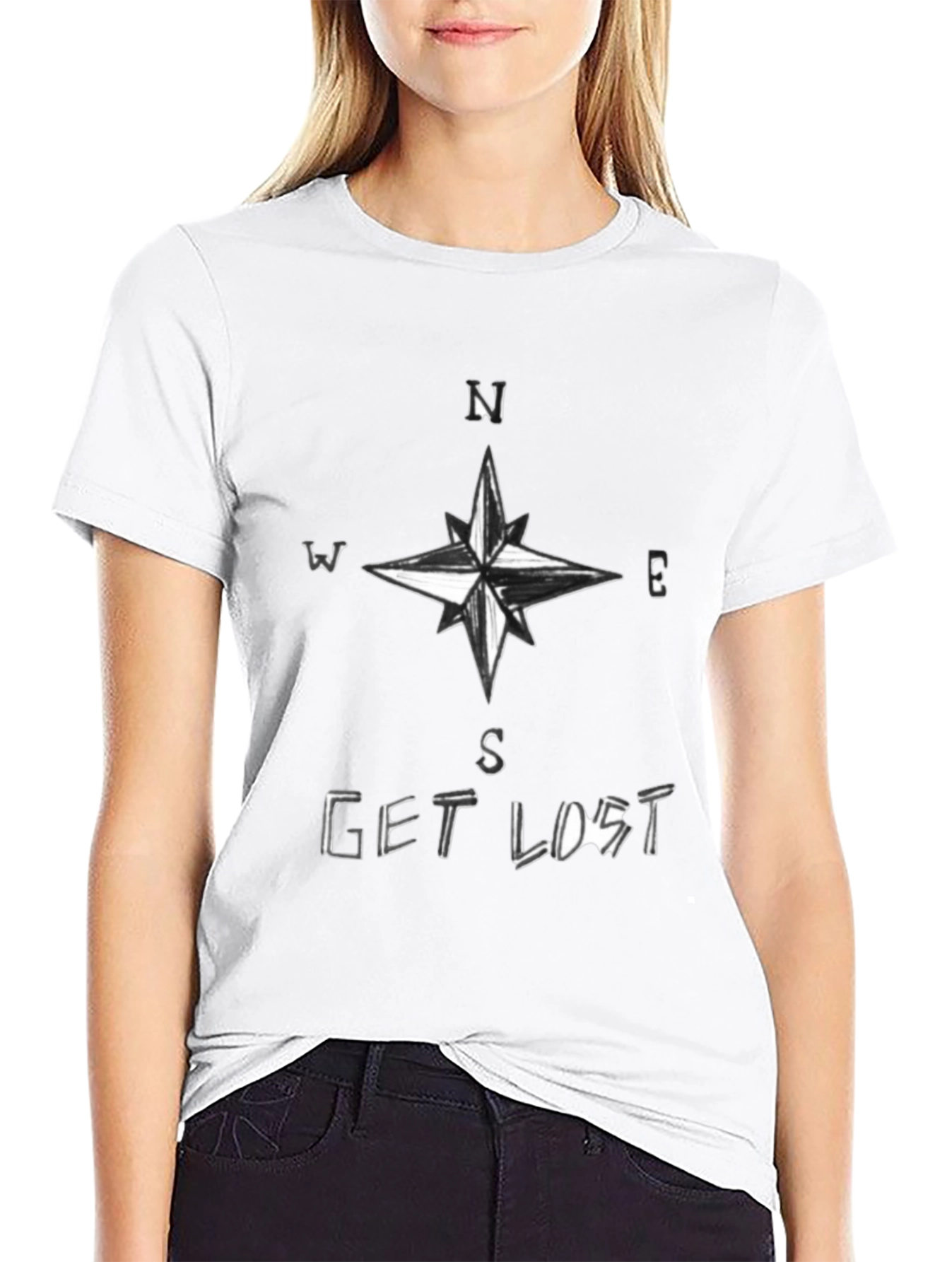 Get Lost Compass Black T-Shirt