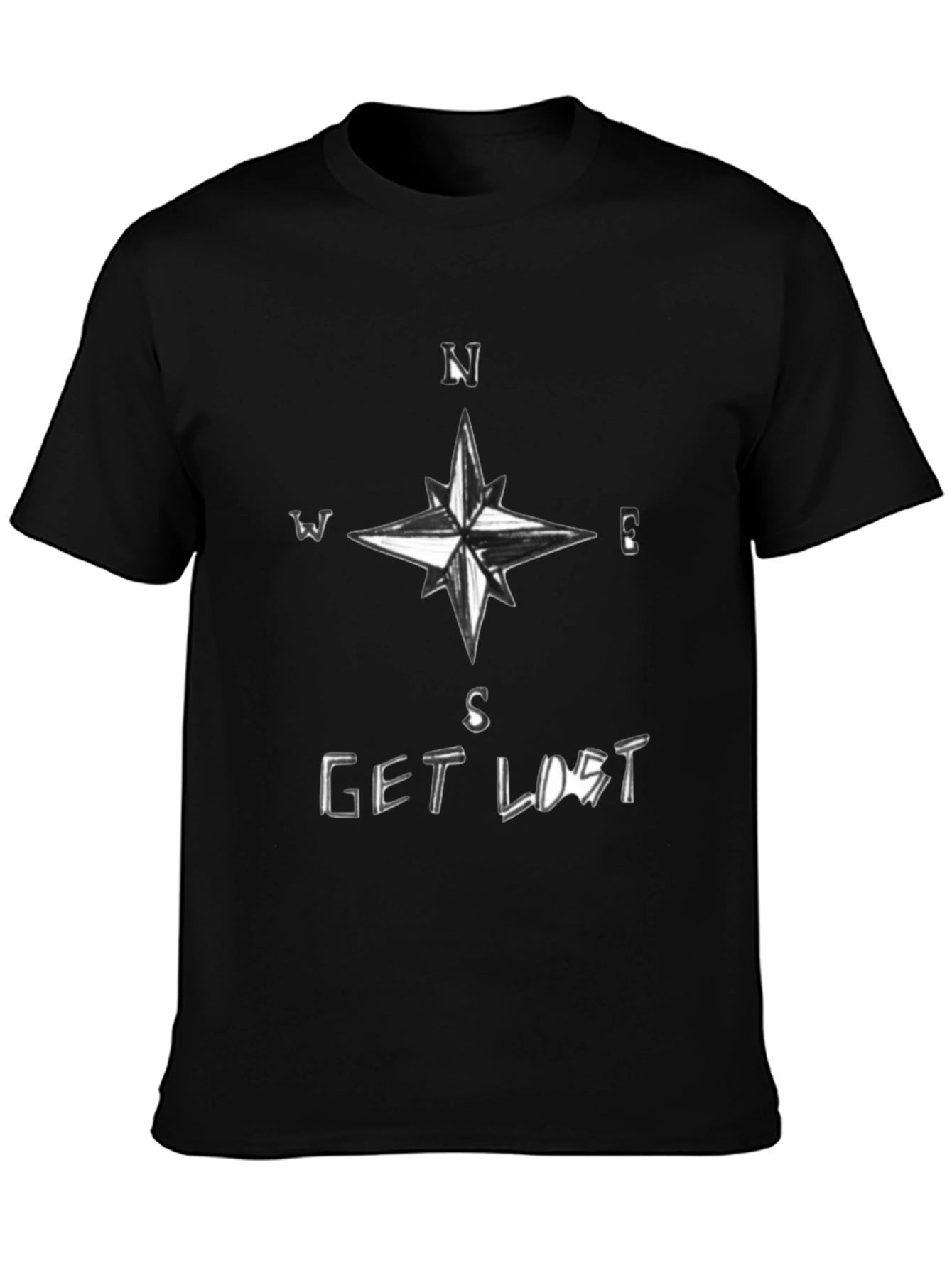 Get Lost Compass Black T-Shirt