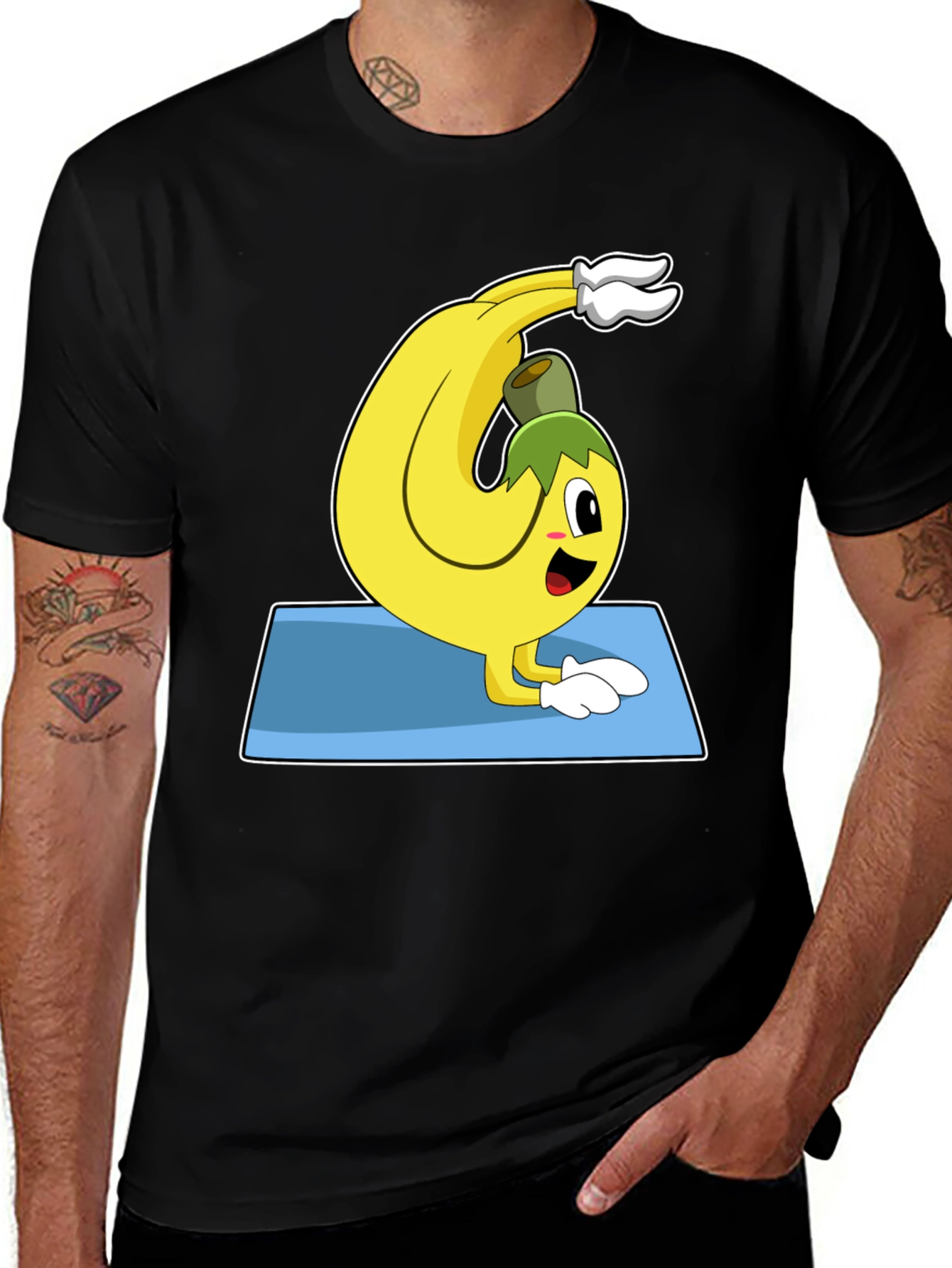 Yoga Banana T-Shirt - Black Graphic Tee