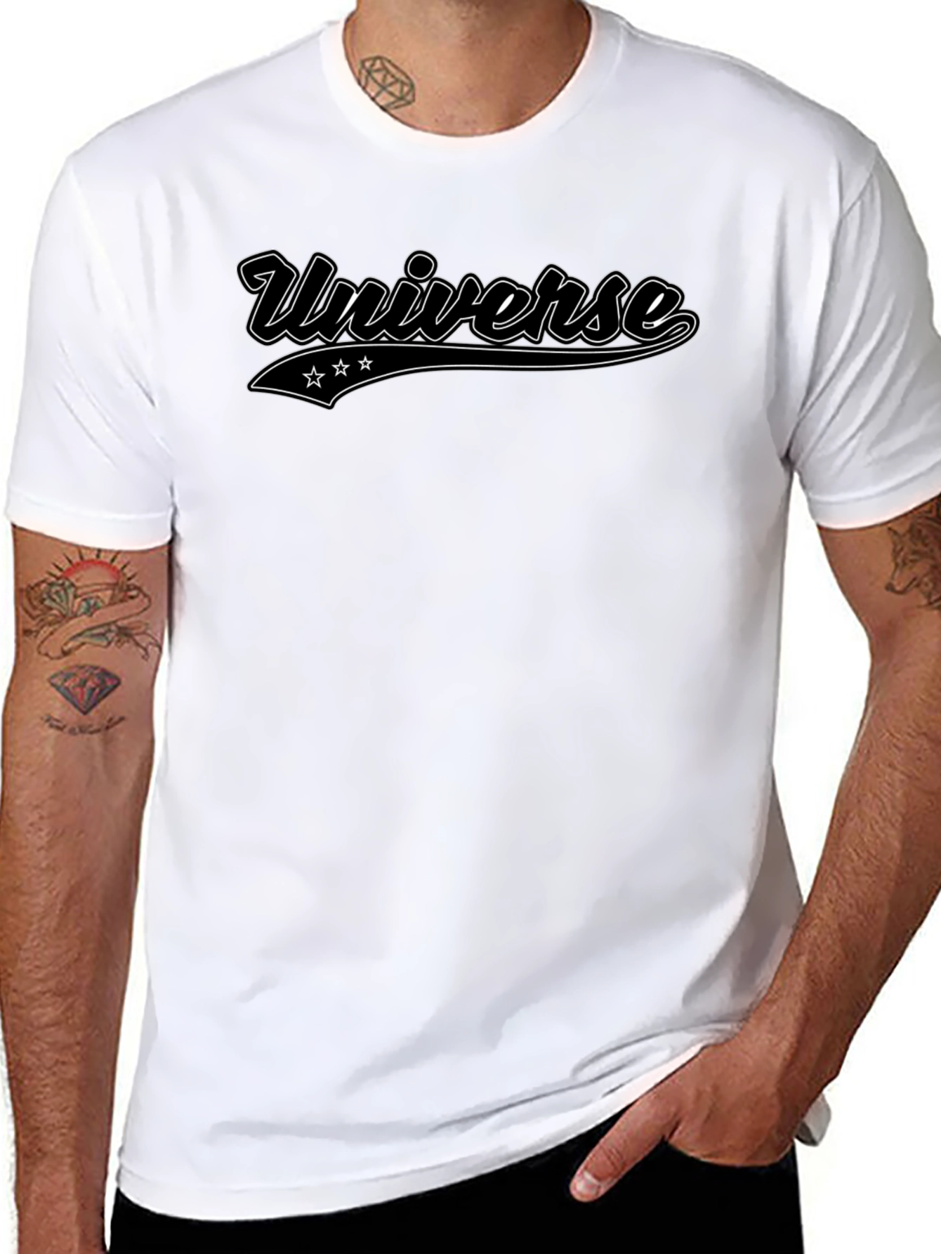 Universe Graphic Print Black T-Shirt