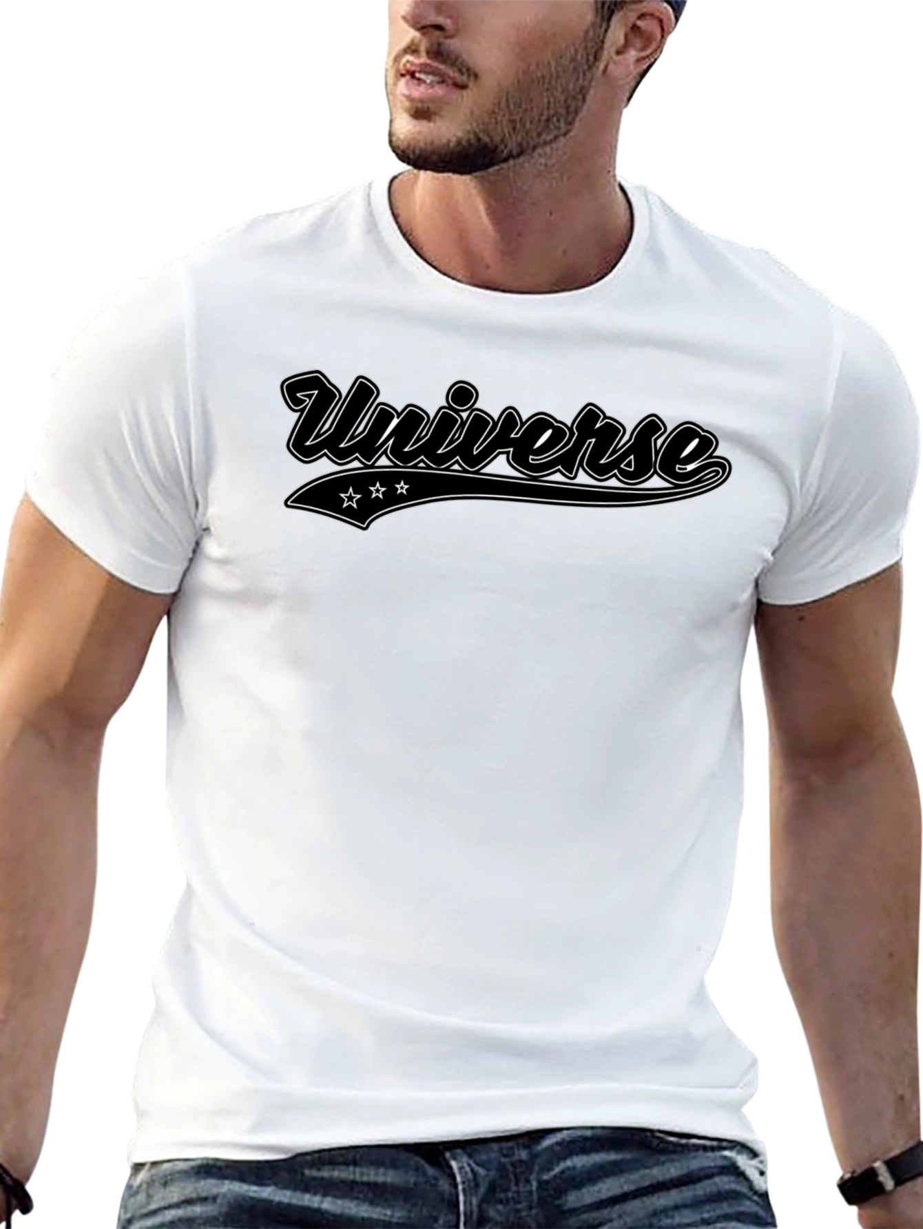 Universe Graphic Print Black T-Shirt