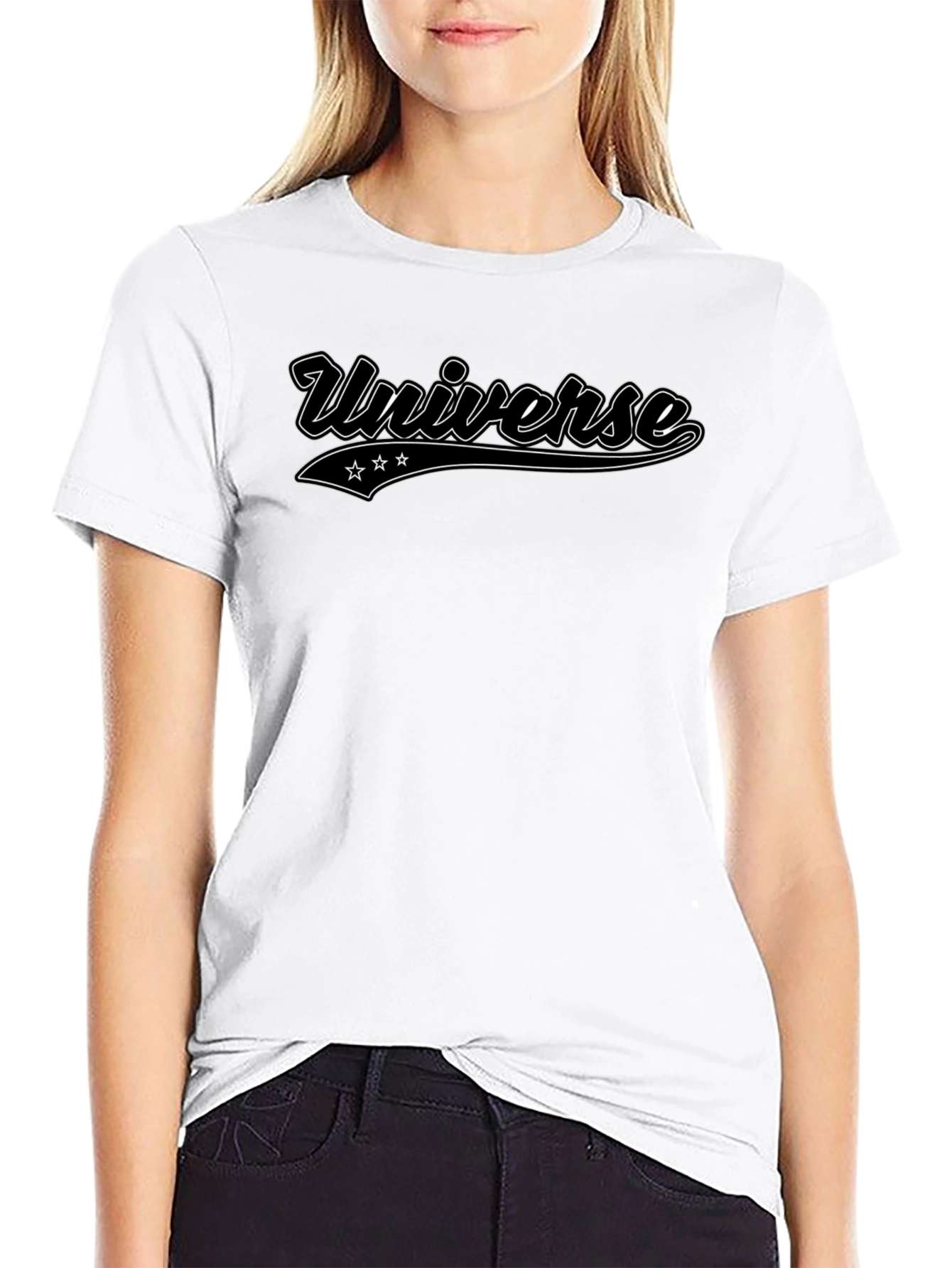 Universe Graphic Print Black T-Shirt