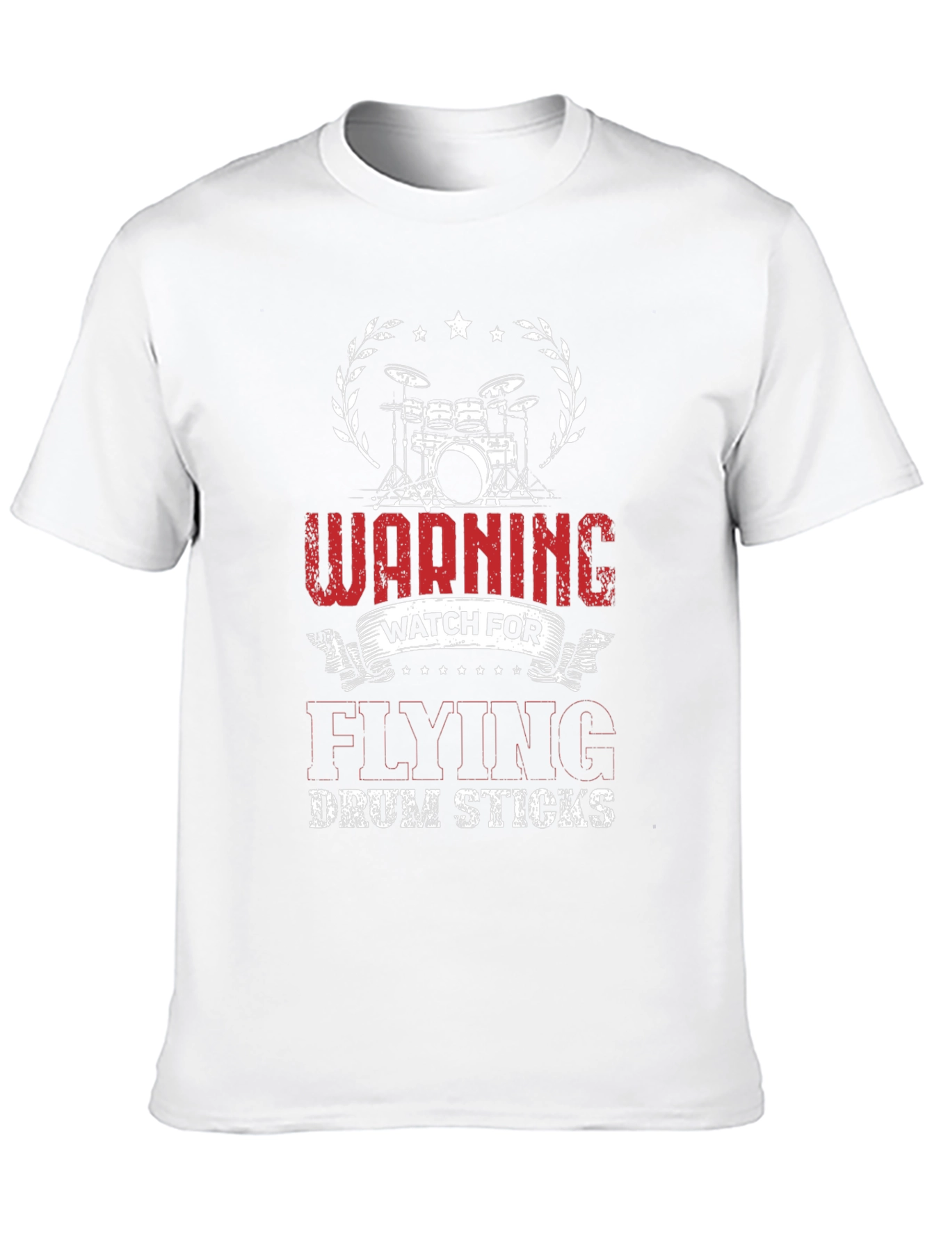 Warning Flying Drum Sticks Black T-Shirt