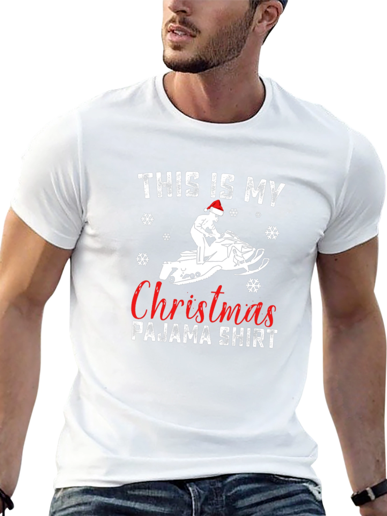 Christmas Pajama Shirt - Snowmobile Design