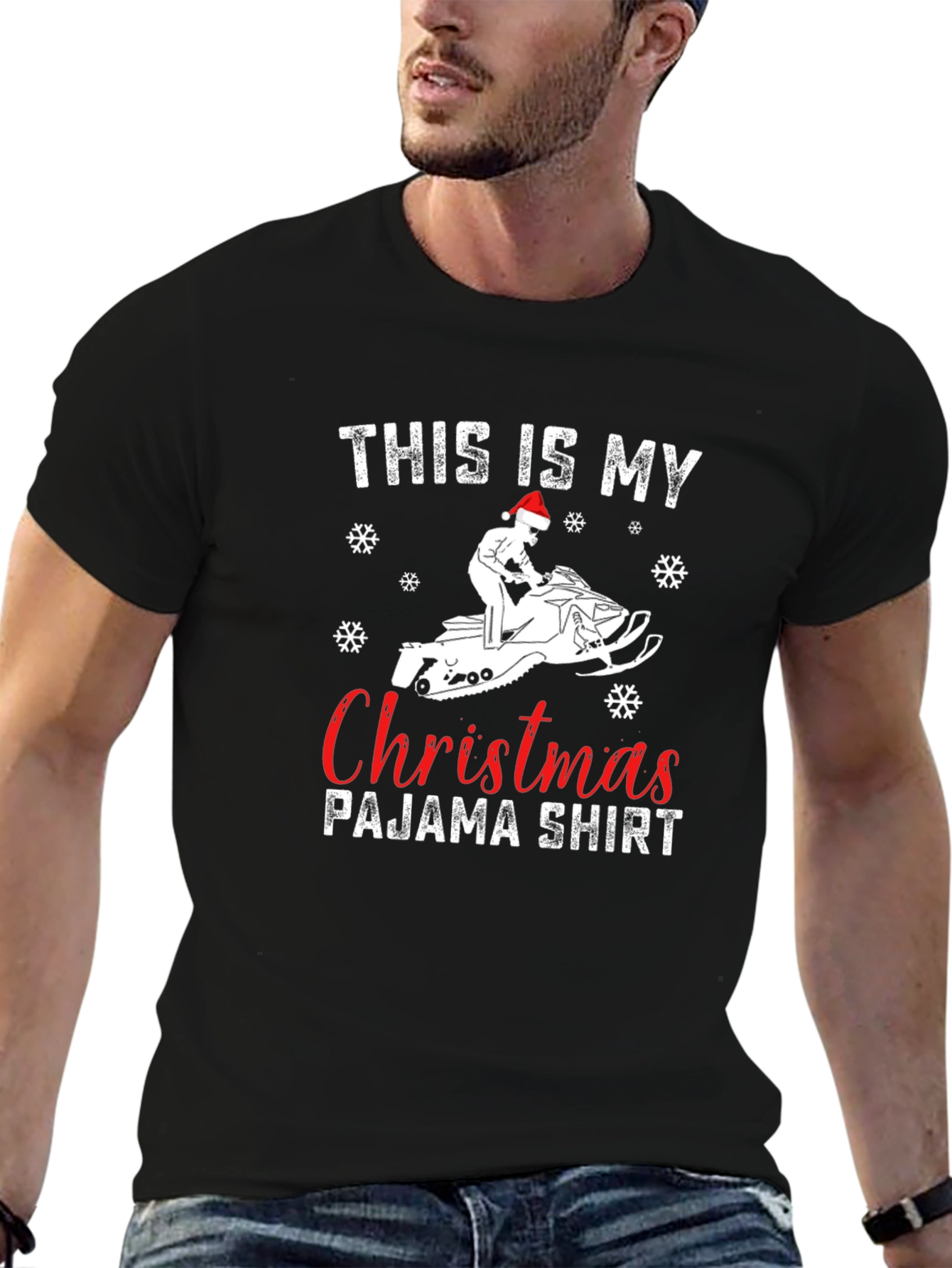 Christmas Pajama Shirt - Snowmobile Design