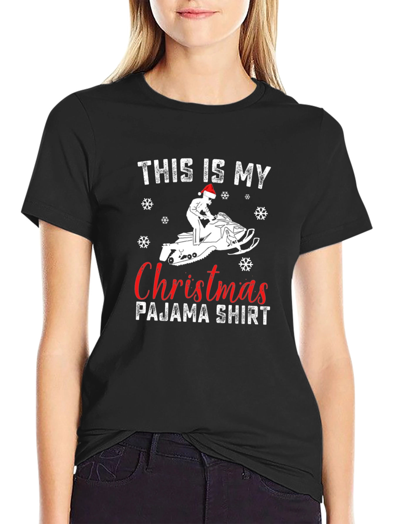 Christmas Pajama Shirt - Snowmobile Design