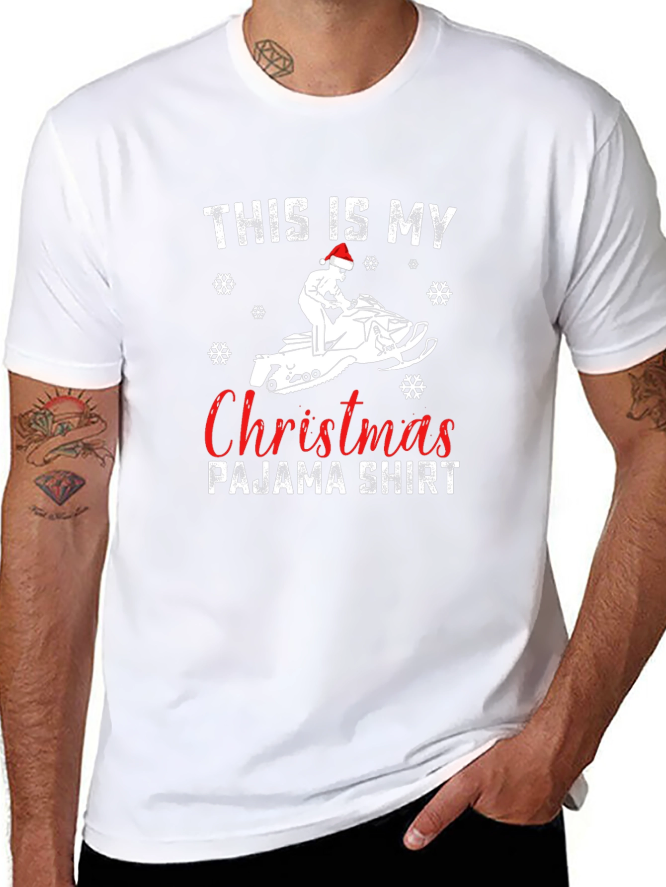 Christmas Pajama Shirt - Snowmobile Design