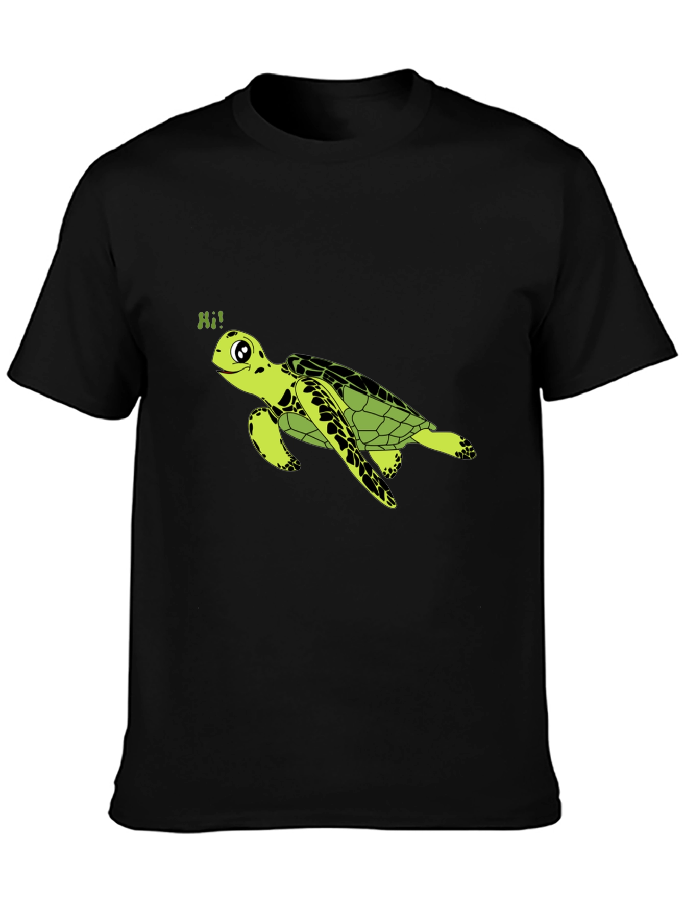 Turtle Hi! Graphic Black T-Shirt