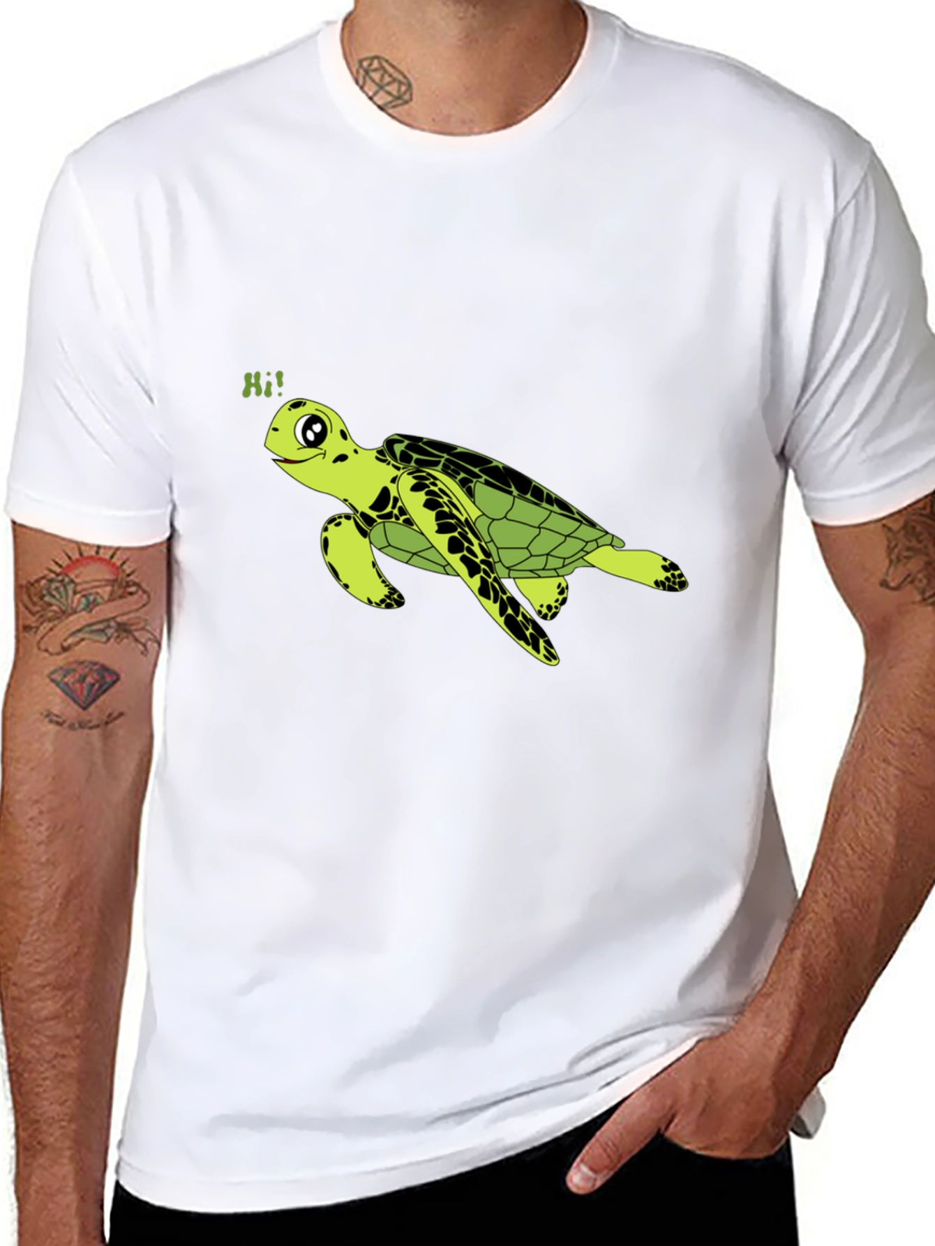 Turtle Hi! Graphic Black T-Shirt