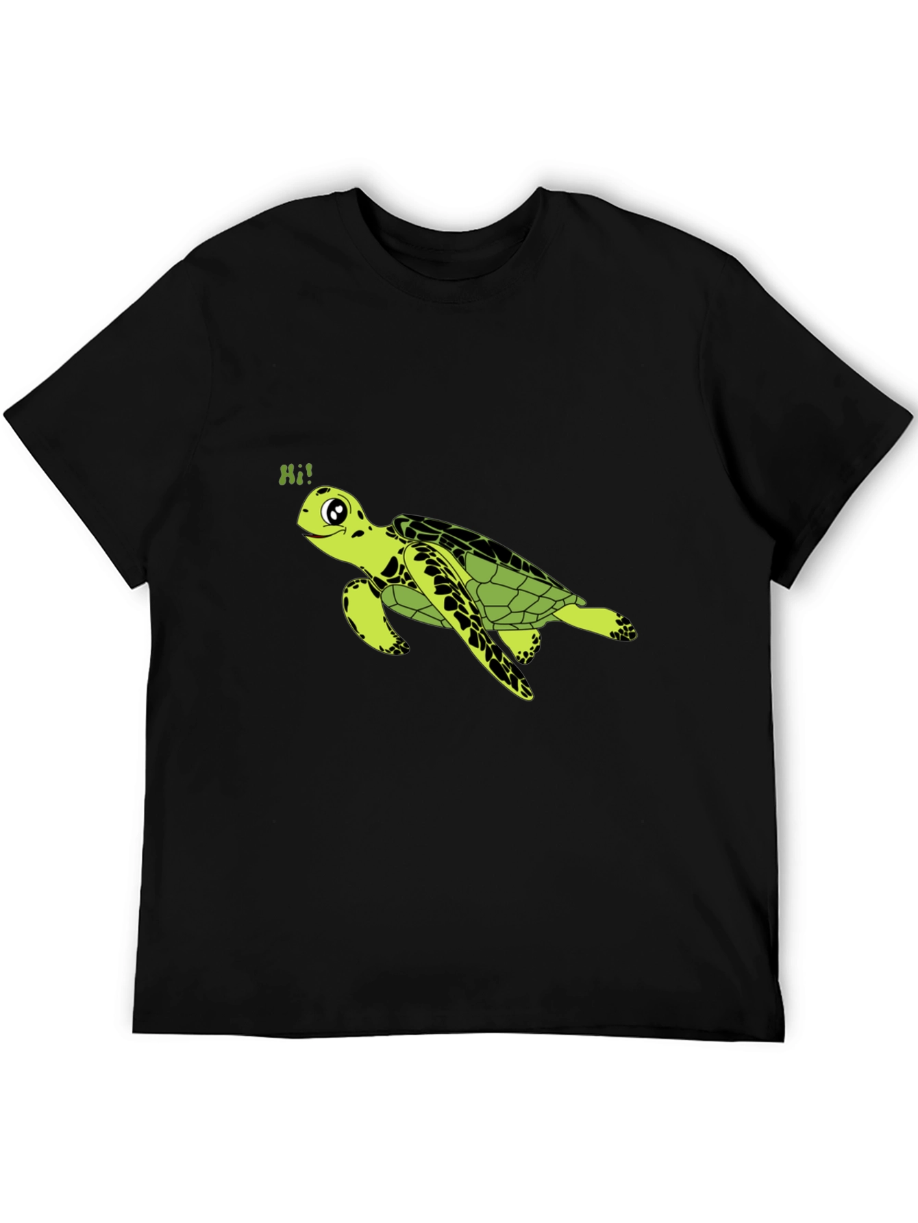 Turtle Hi! Graphic Black T-Shirt