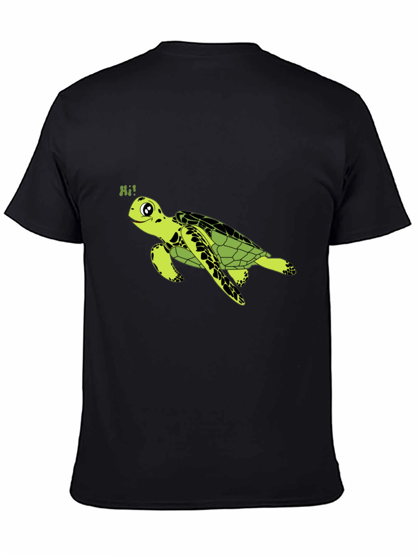 Turtle Hi! Graphic Black T-Shirt