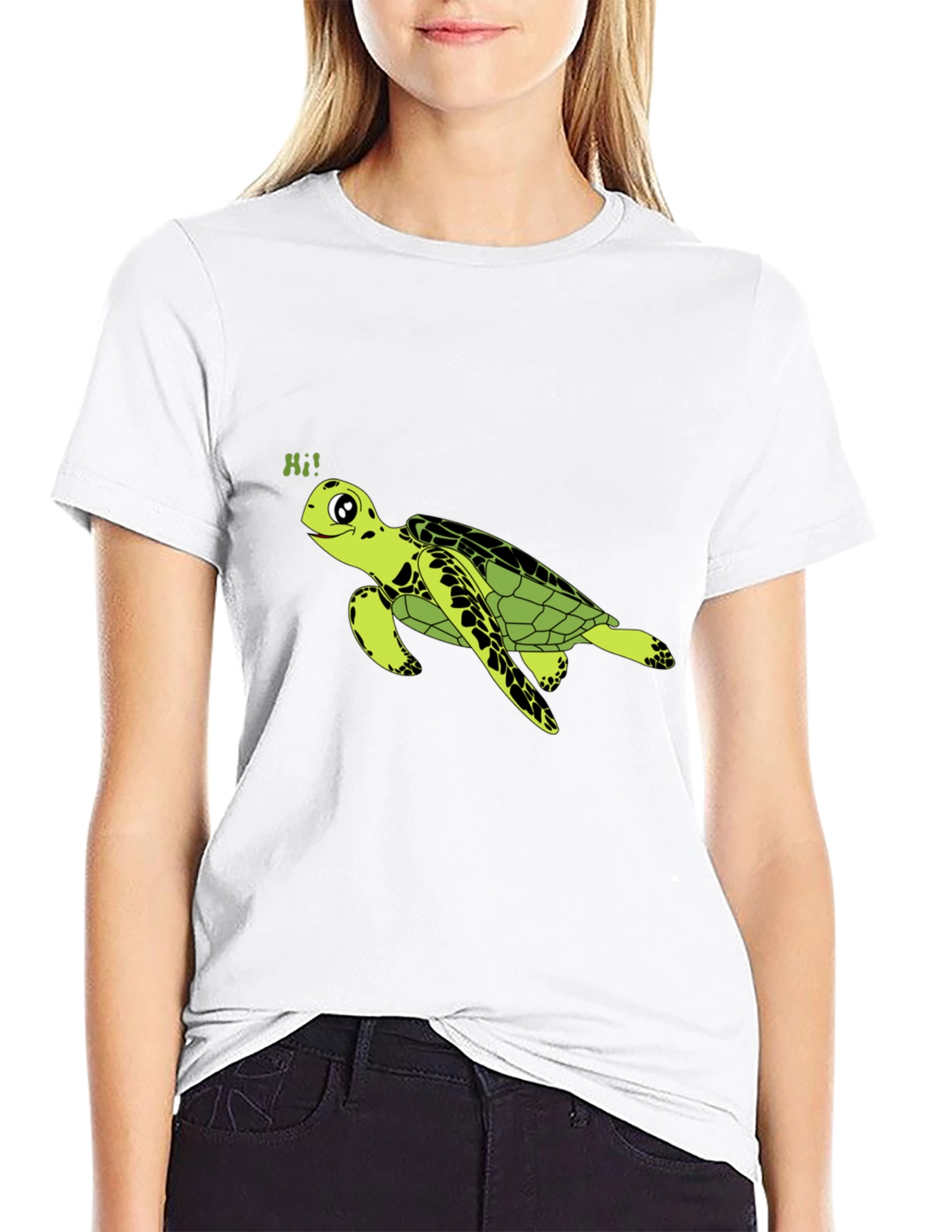 Turtle Hi! Graphic Black T-Shirt