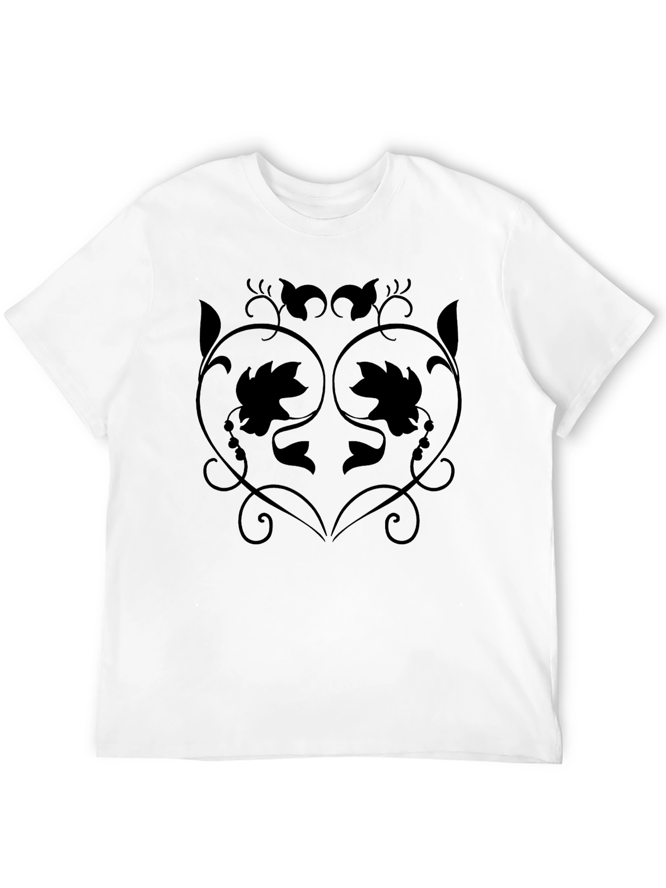 Stylish Black T-Shirt with Floral Vine Design