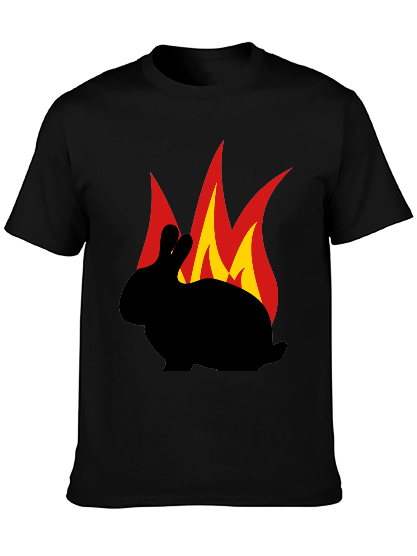 Flaming Rabbit Graphic Tee - Black Cotton T-Shirt