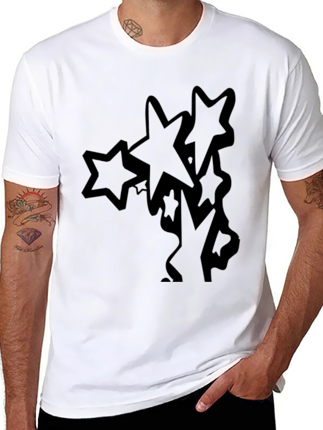 Stars Graphic Black T-Shirt