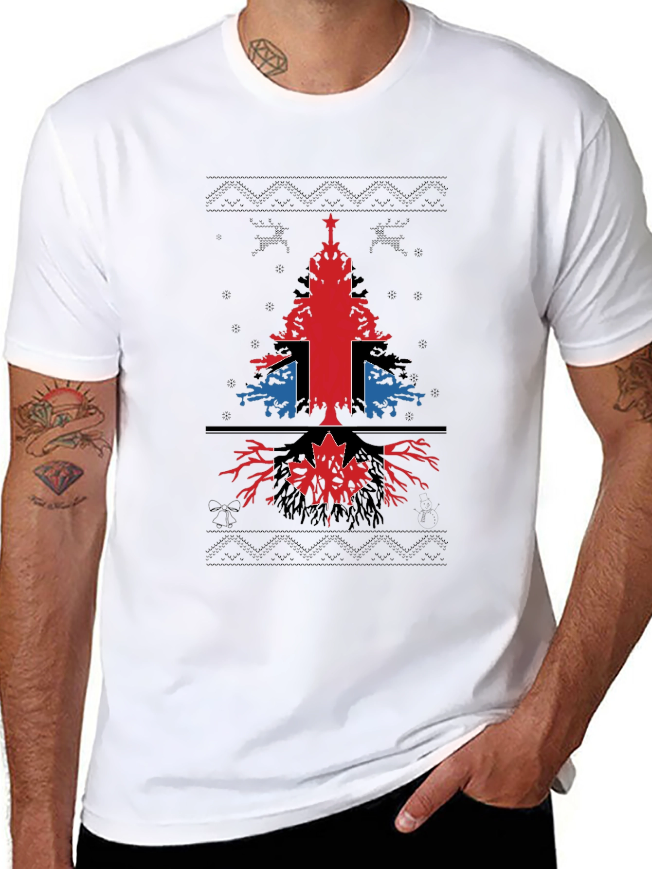 Union Jack Canadian Christmas Tree T-Shirt
