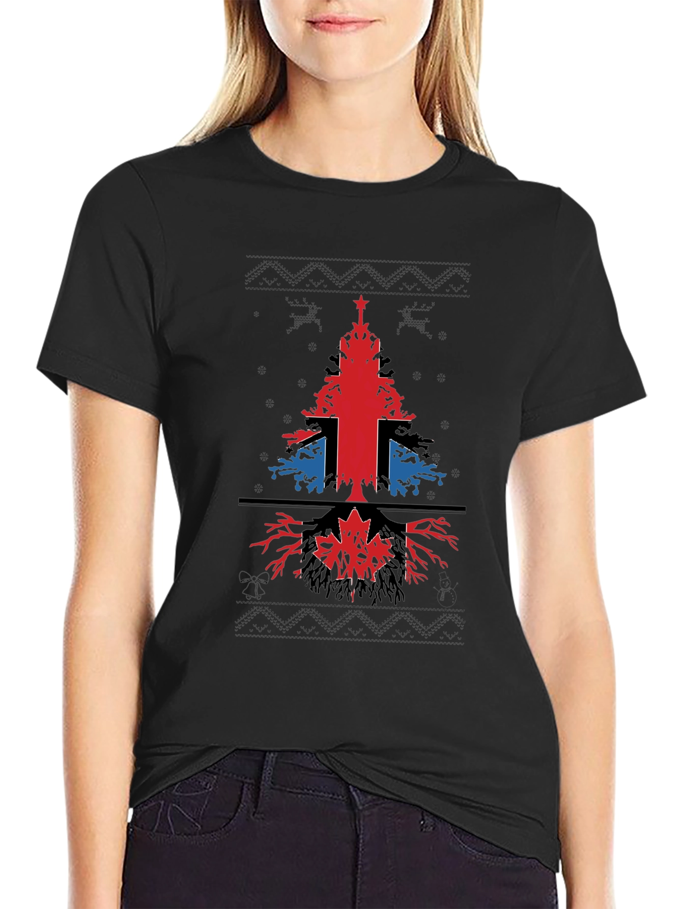 Union Jack Canadian Christmas Tree T-Shirt
