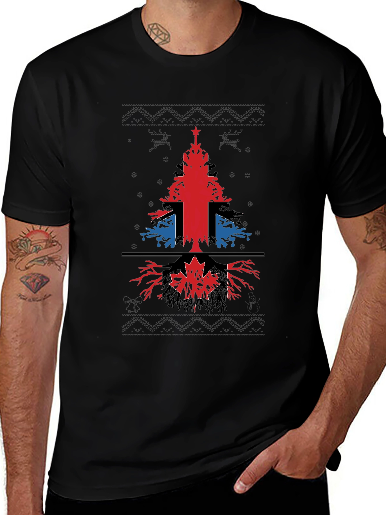Union Jack Canadian Christmas Tree T-Shirt