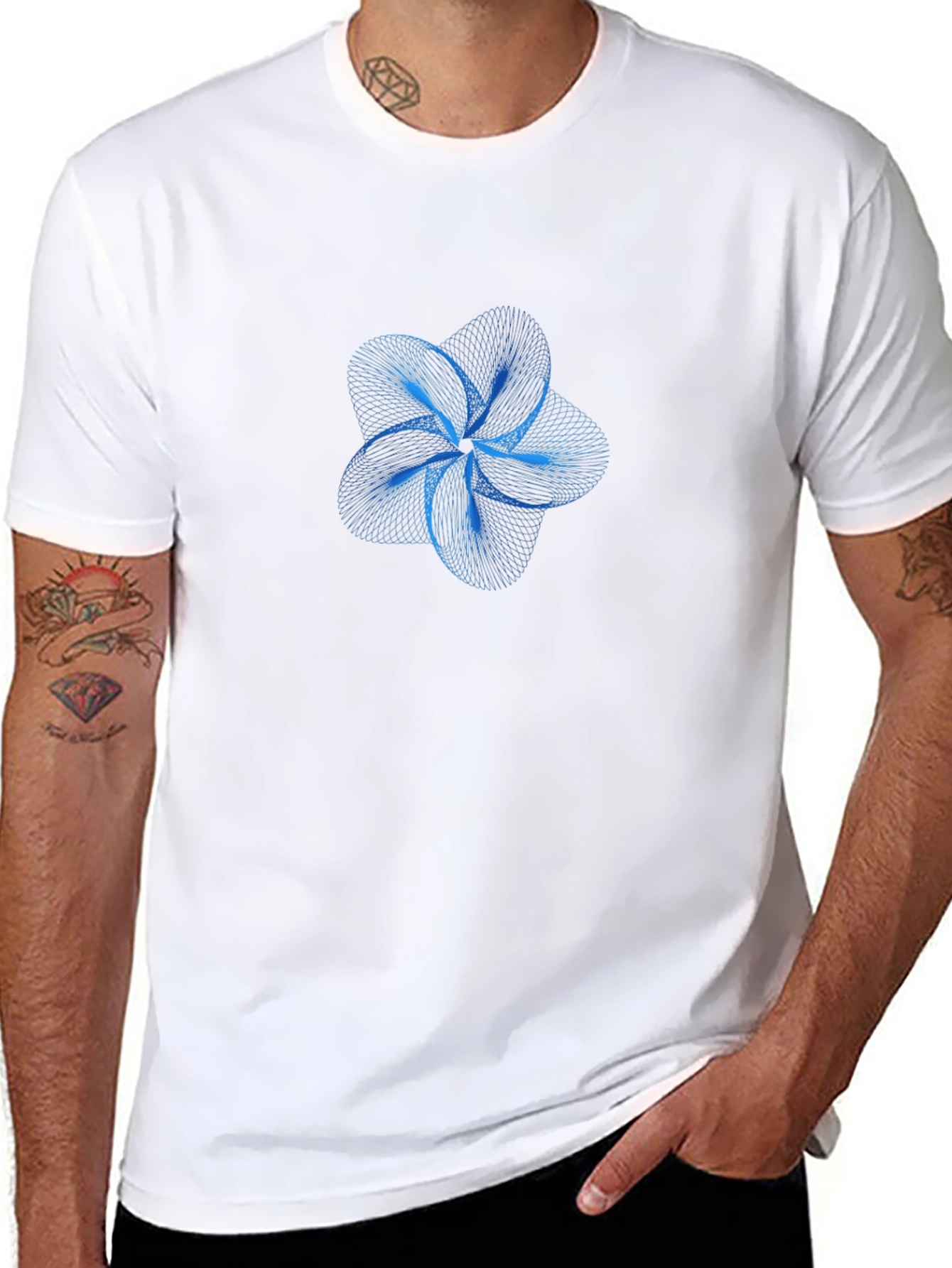 Geometric Flower Tee - Stylish Graphic Print