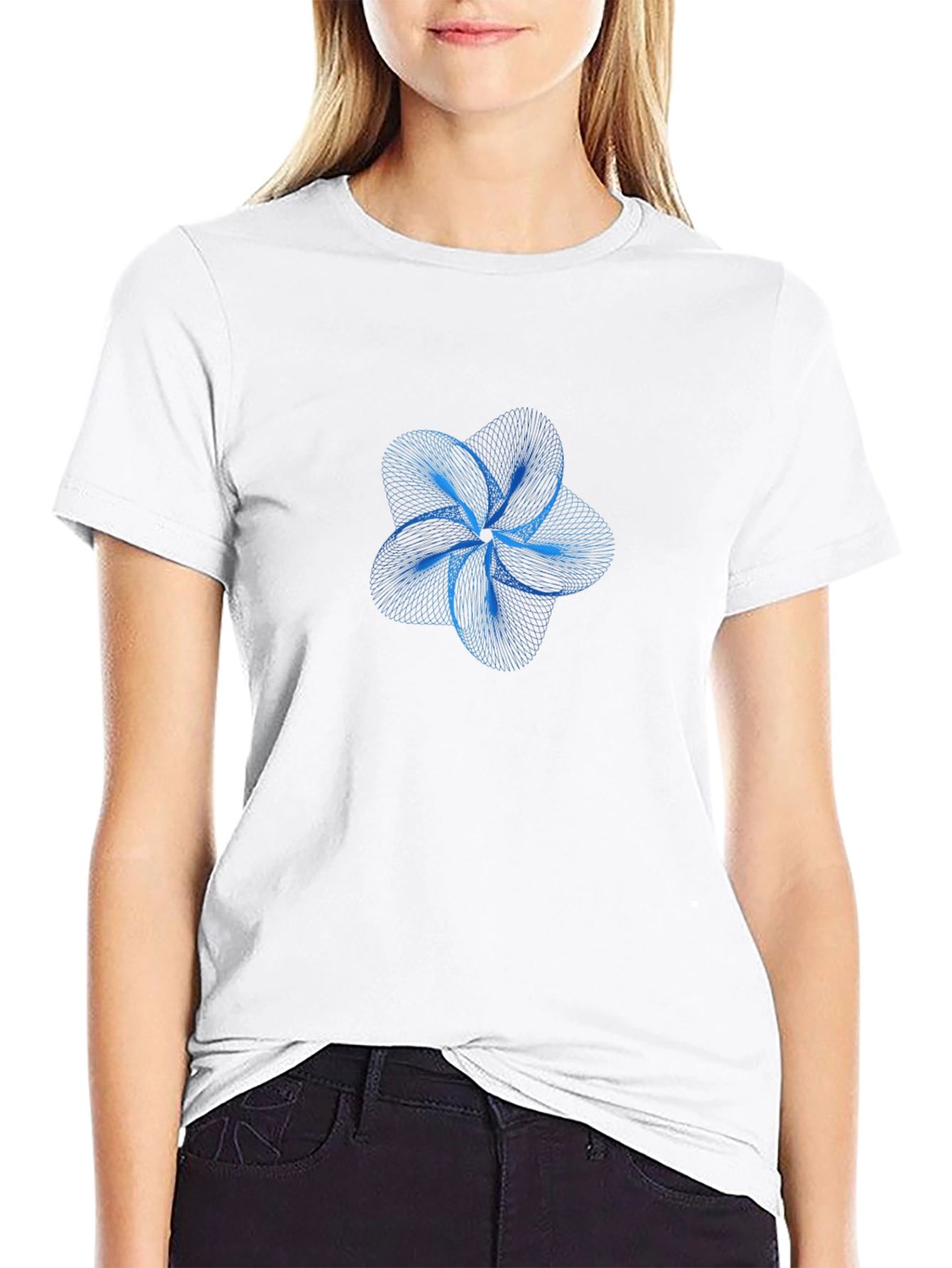 Geometric Flower Tee - Stylish Graphic Print
