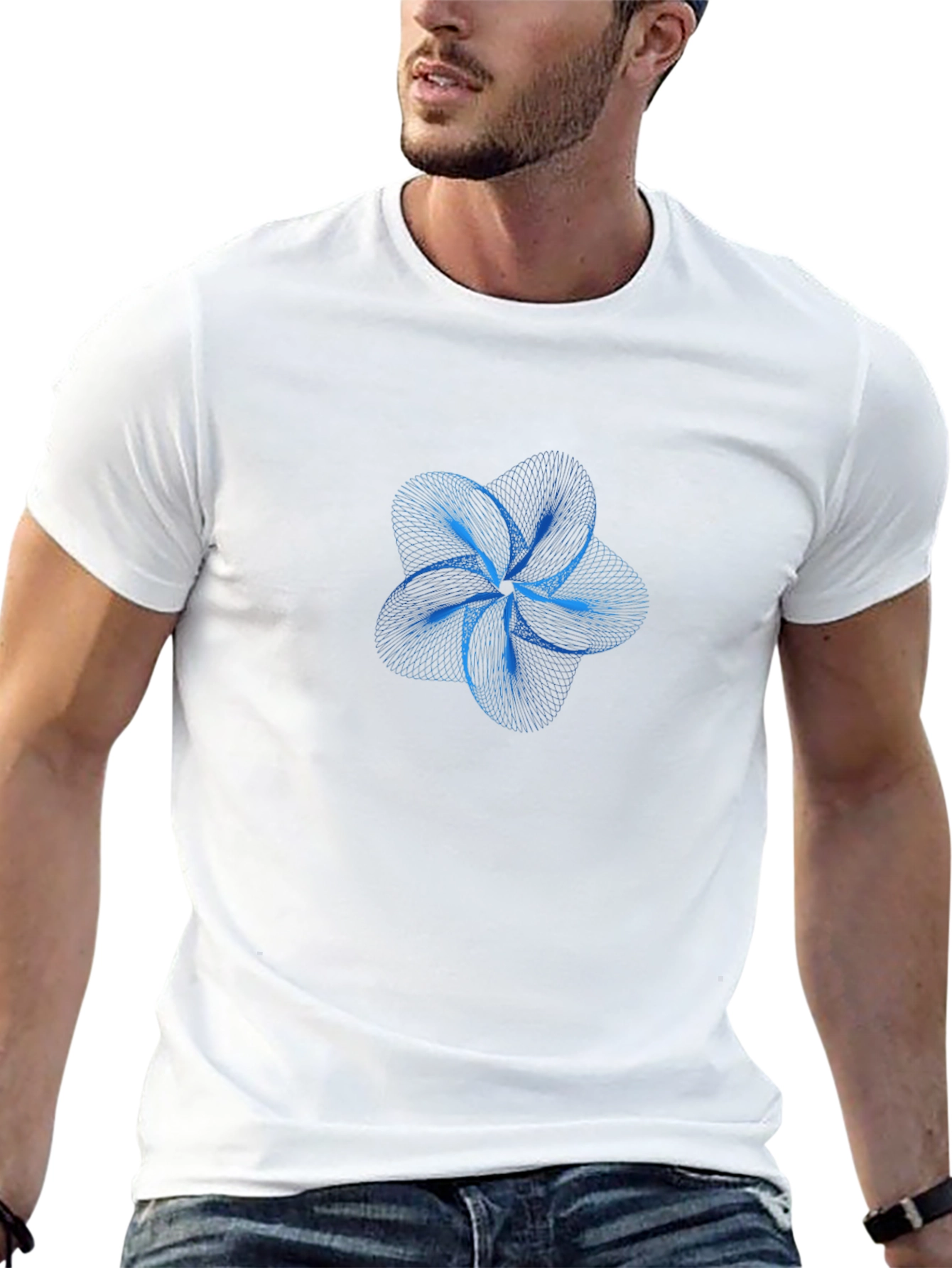 Geometric Flower Tee - Stylish Graphic Print