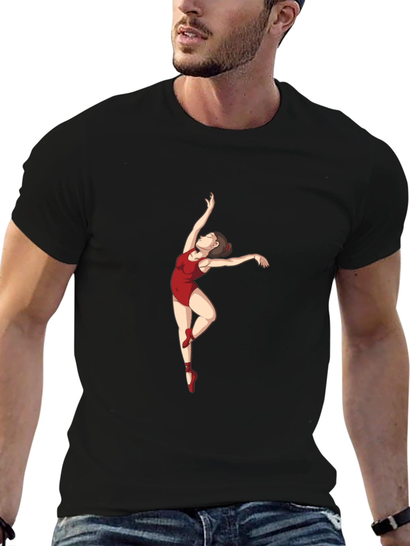 Ballerina Graphic Tee - Black Cotton T-Shirt