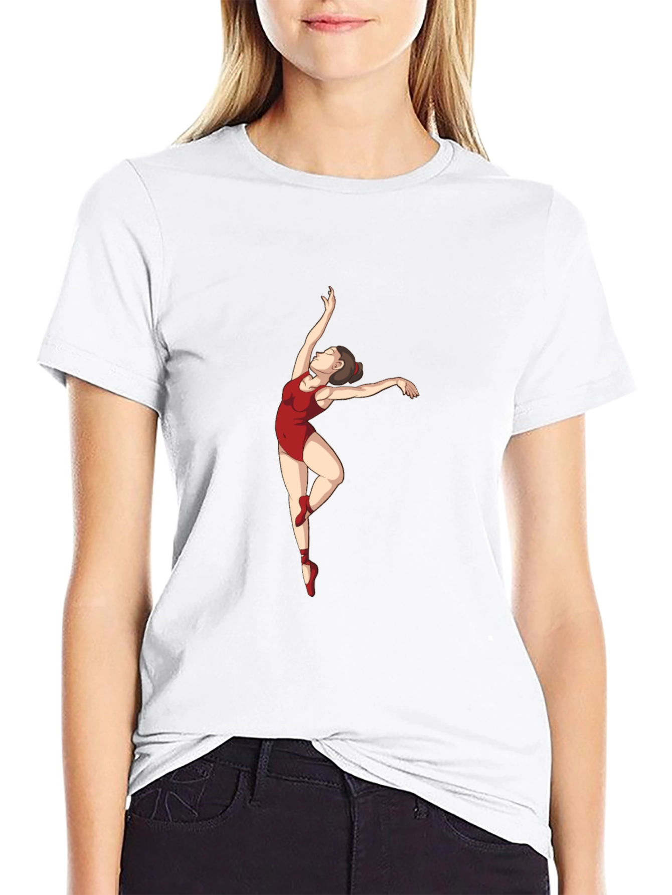 Ballerina Graphic Tee - Black Cotton T-Shirt