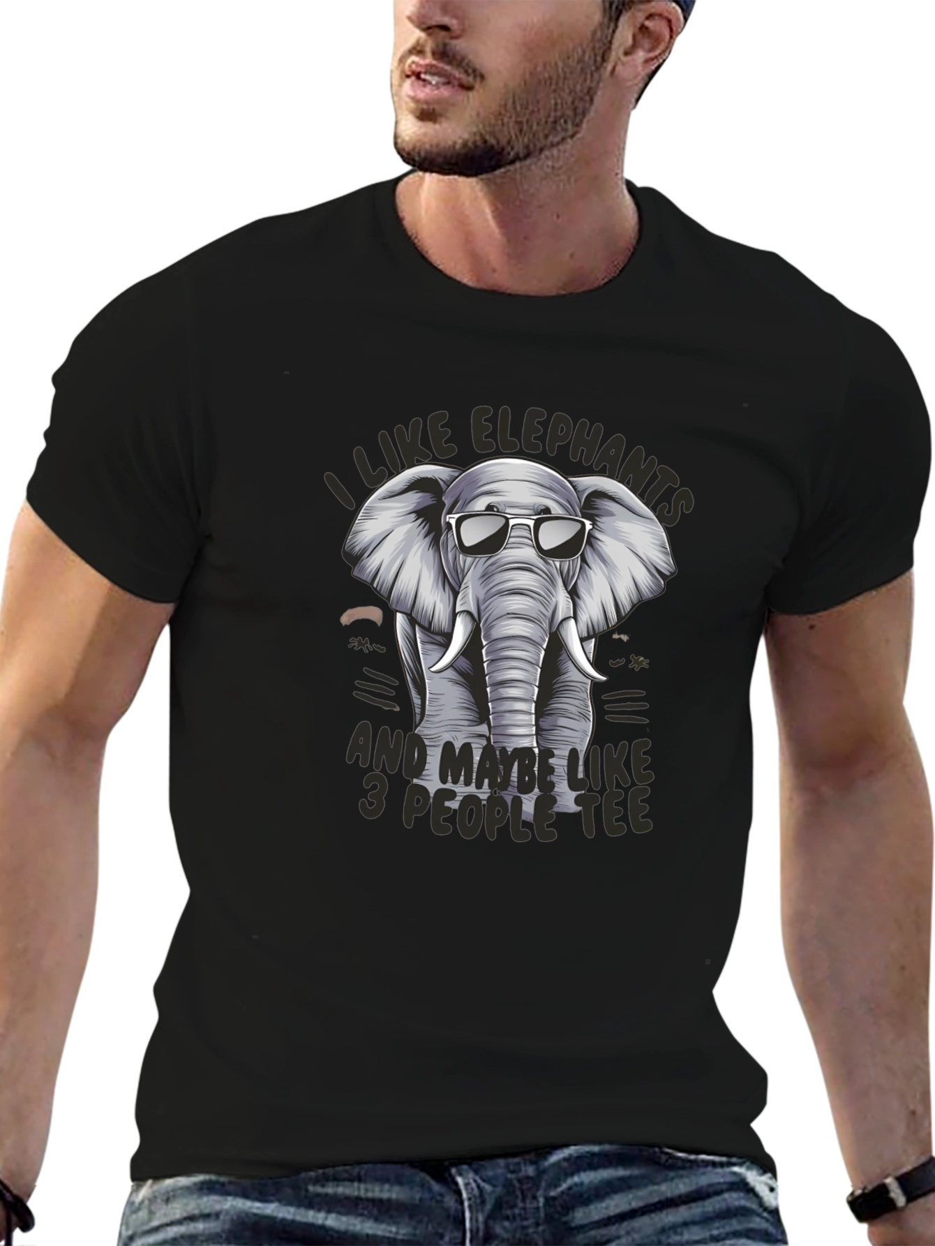 Cool Elephant Graphic Tee - Unisex Black T-Shirt