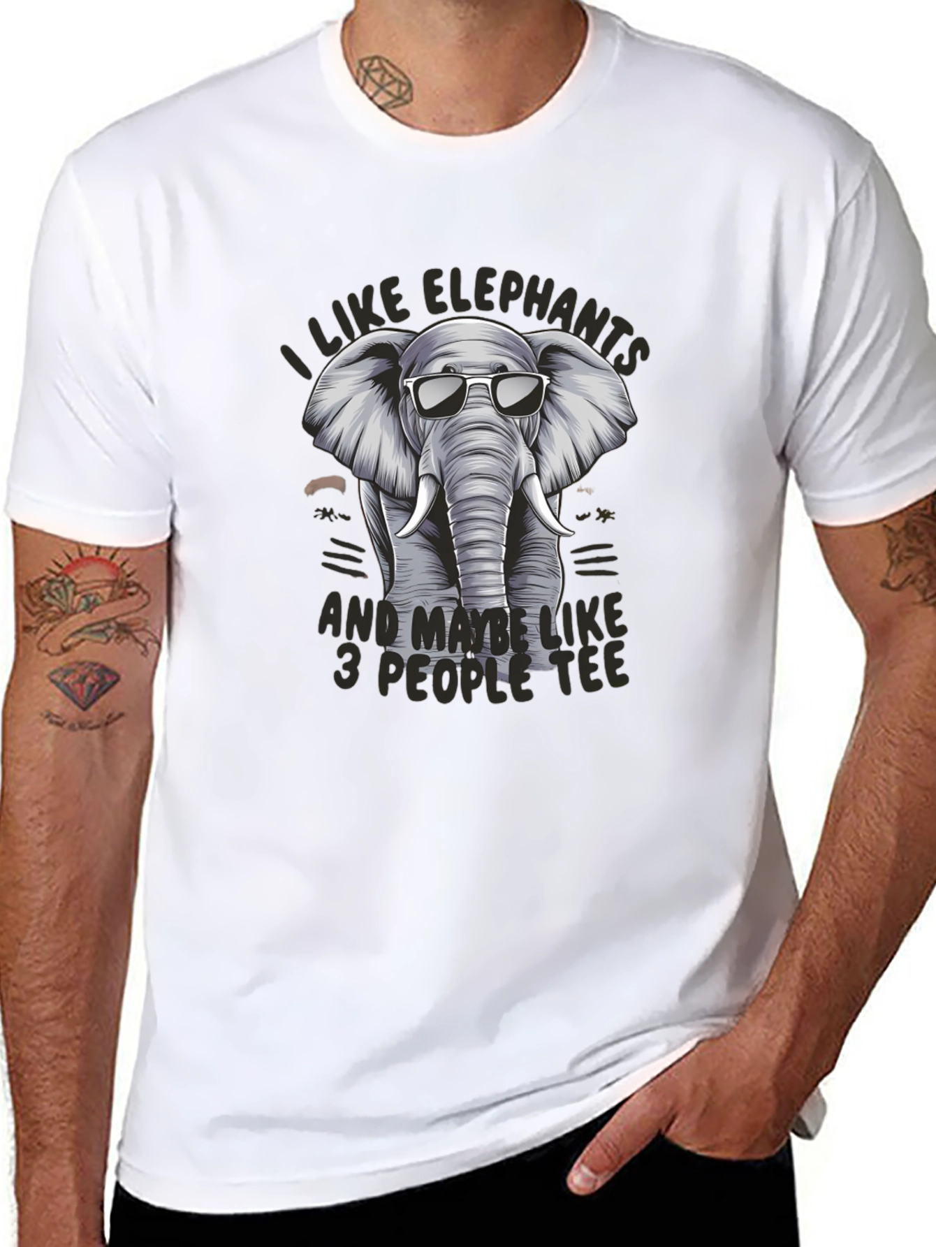 Cool Elephant Graphic Tee - Unisex Black T-Shirt