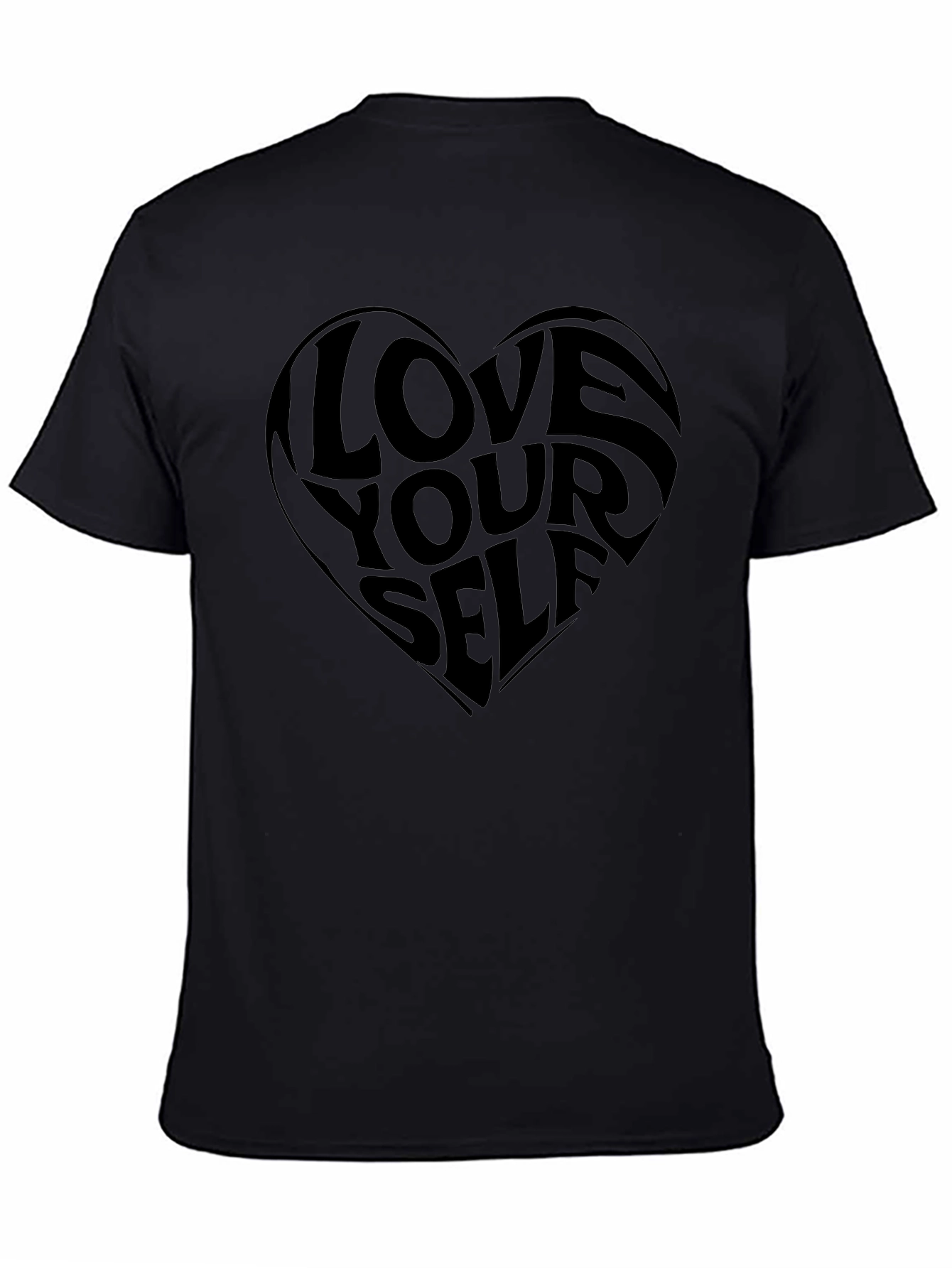 Love Yourself Heart Graphic T-Shirt - Black