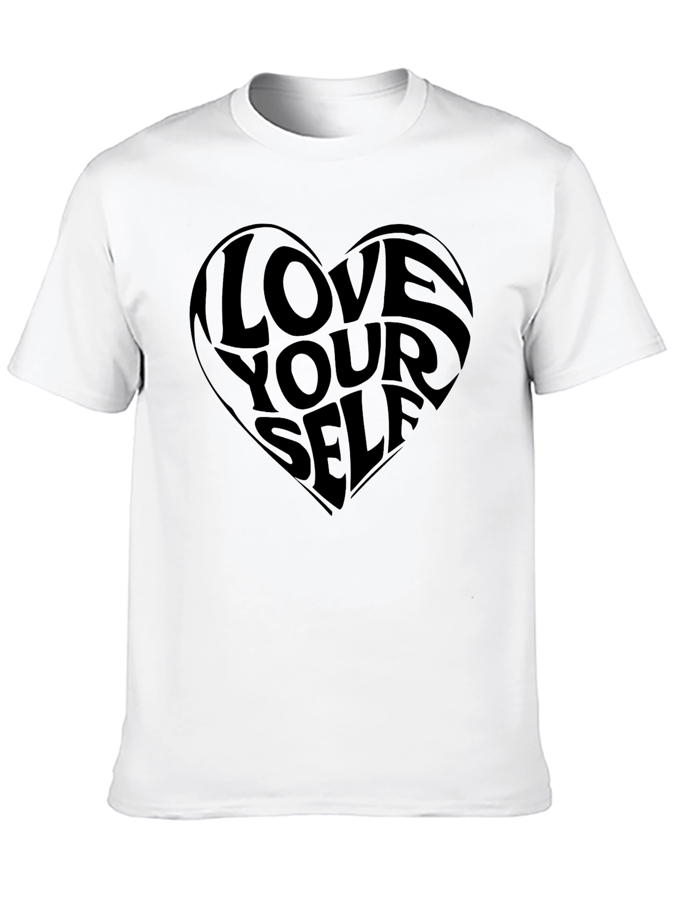Love Yourself Heart Graphic T-Shirt - Black