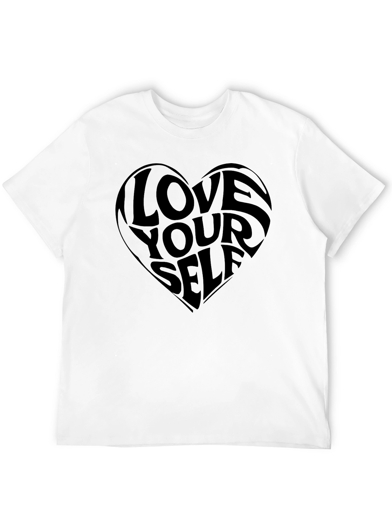 Love Yourself Heart Graphic T-Shirt - Black
