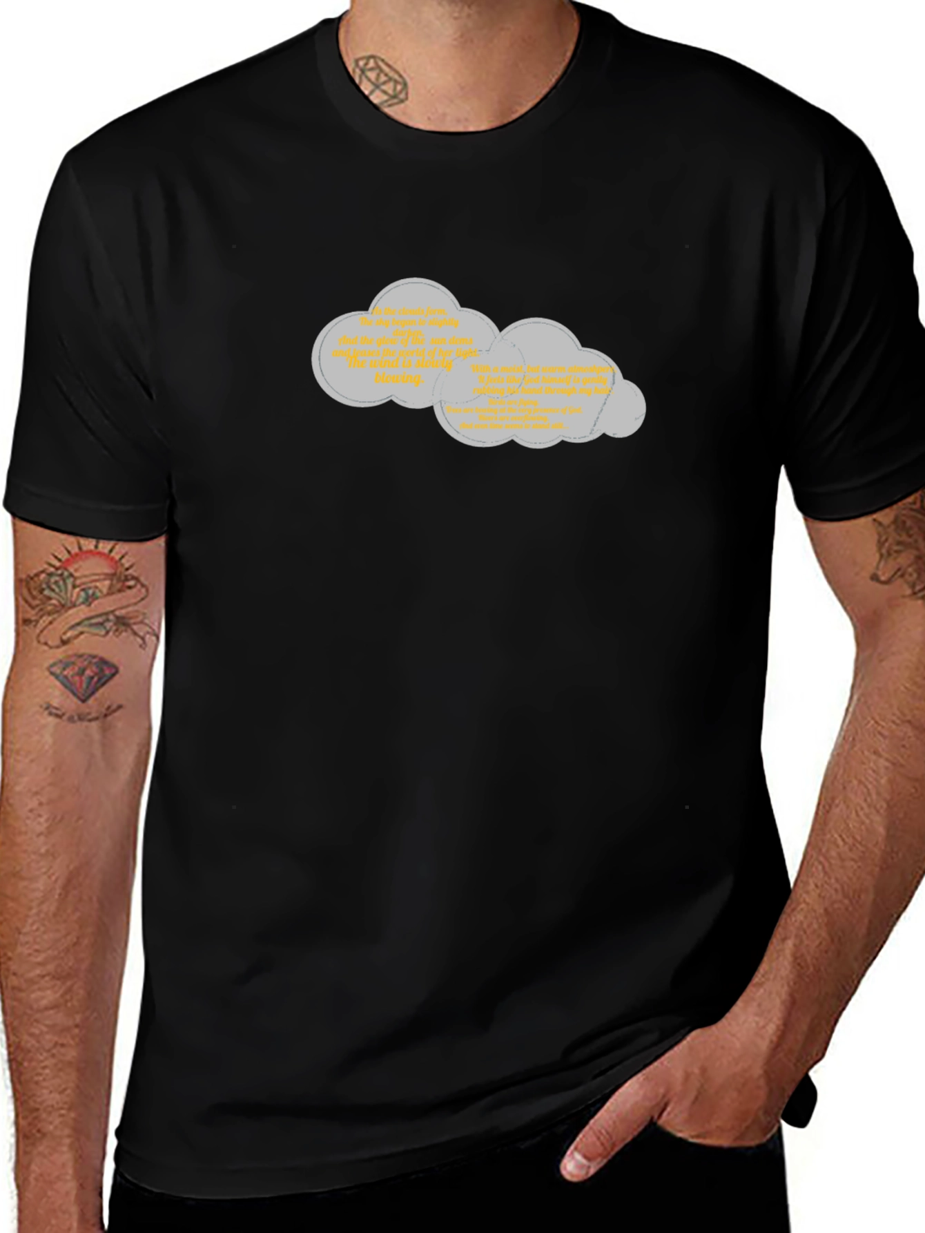 Quirky Cloud Graphic Black T-Shirt