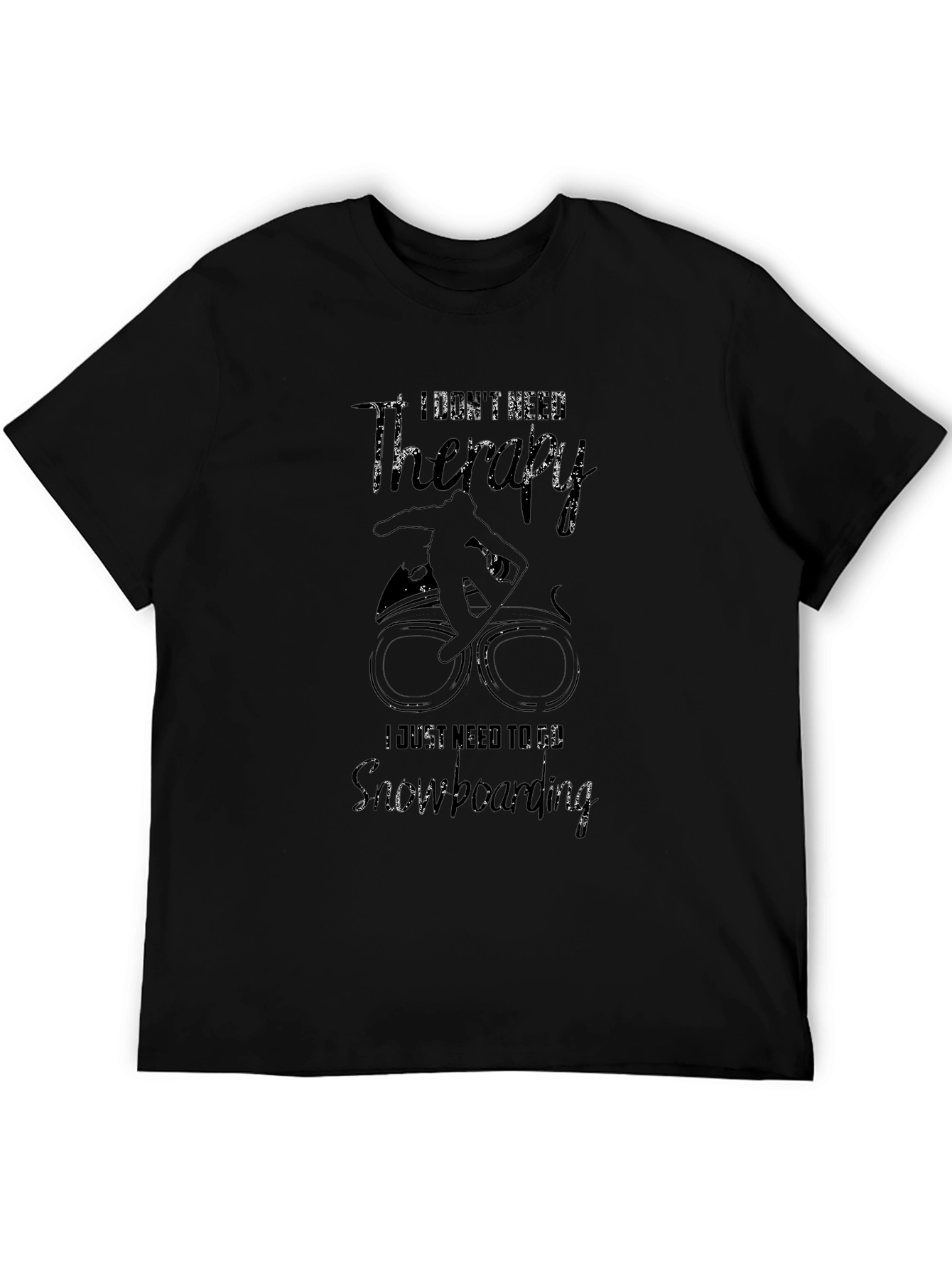 Snowboarding Therapy Black Graphic Tee