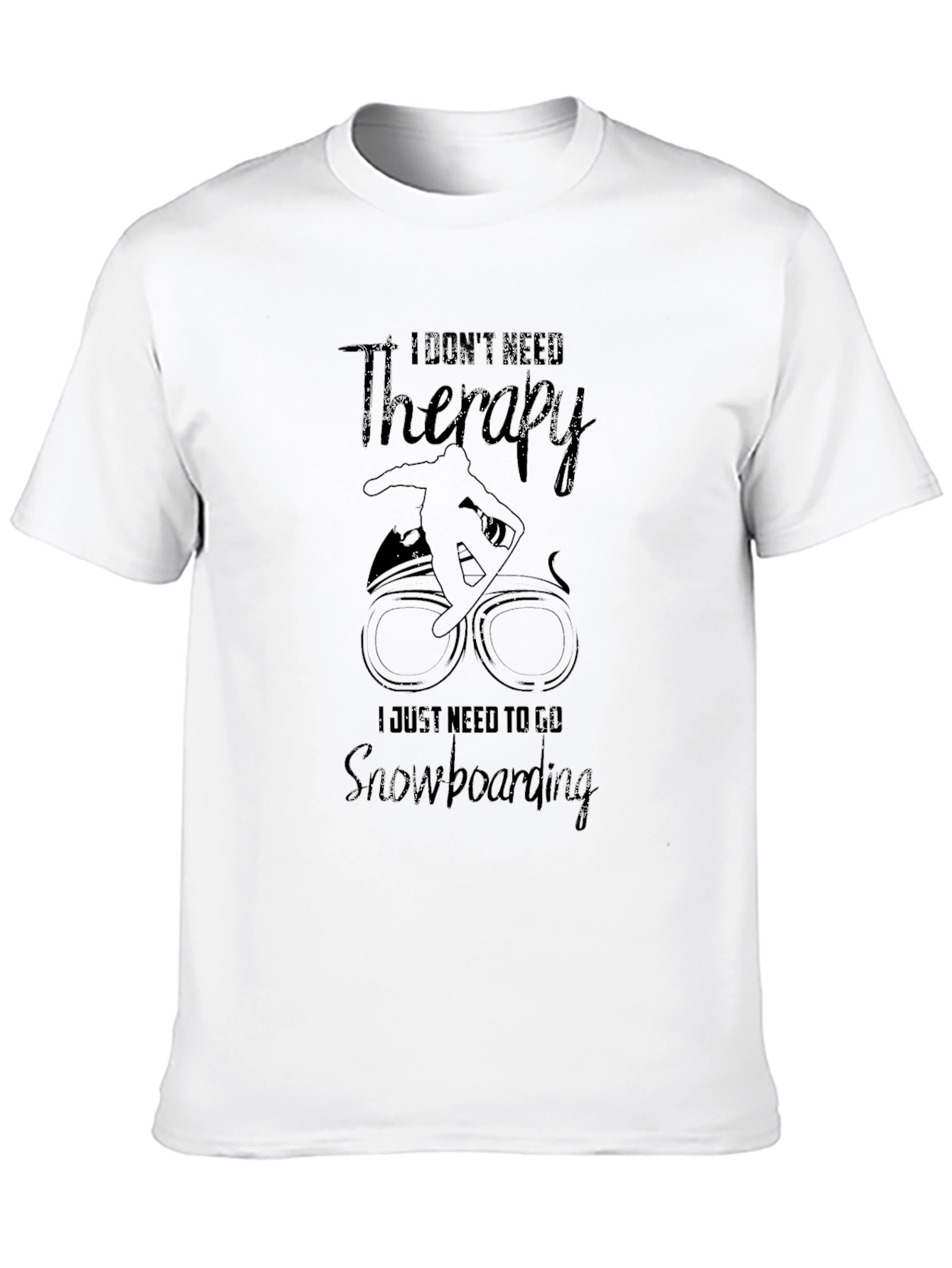 Snowboarding Therapy Black Graphic Tee