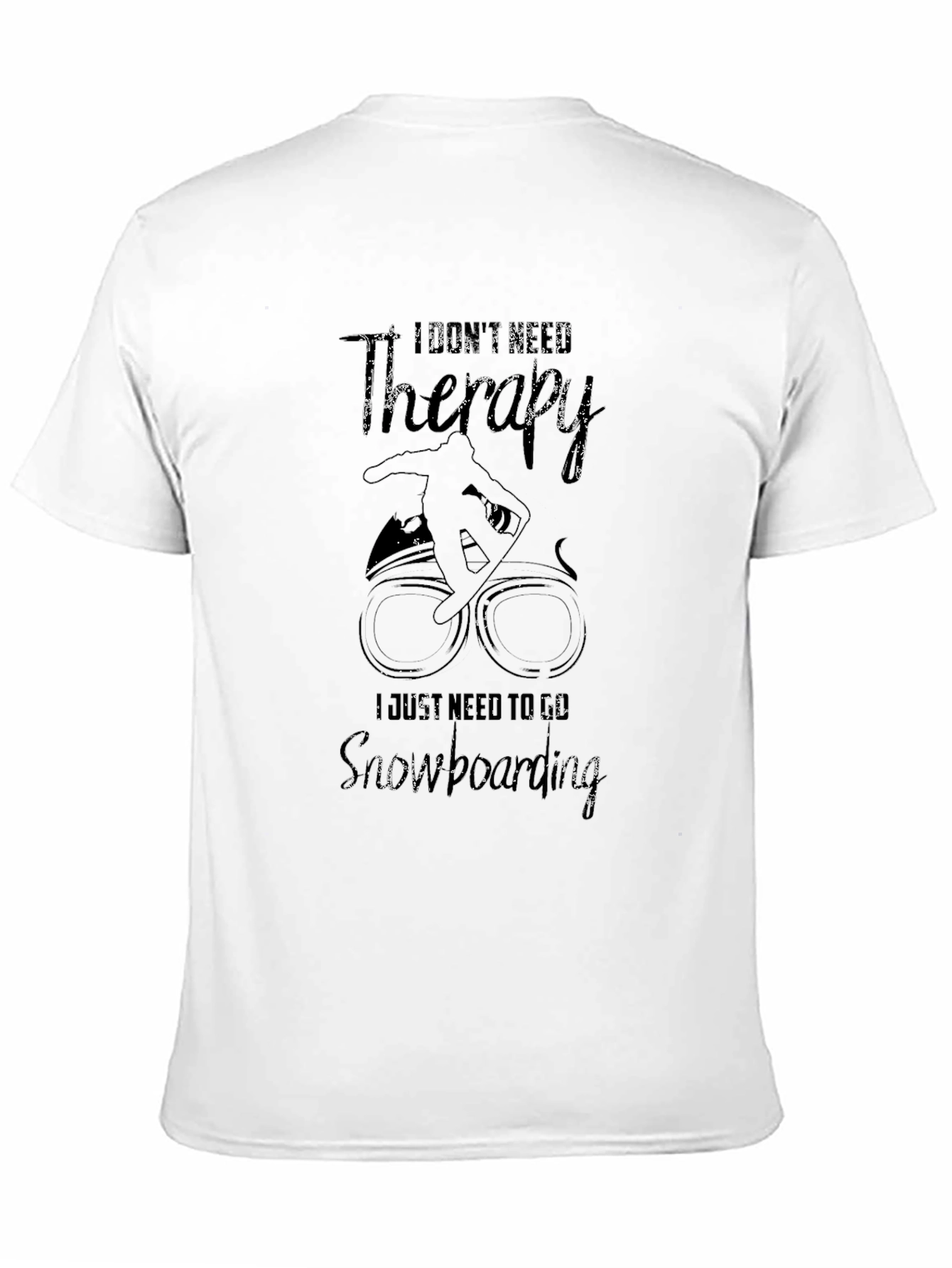 Snowboarding Therapy Black Graphic Tee