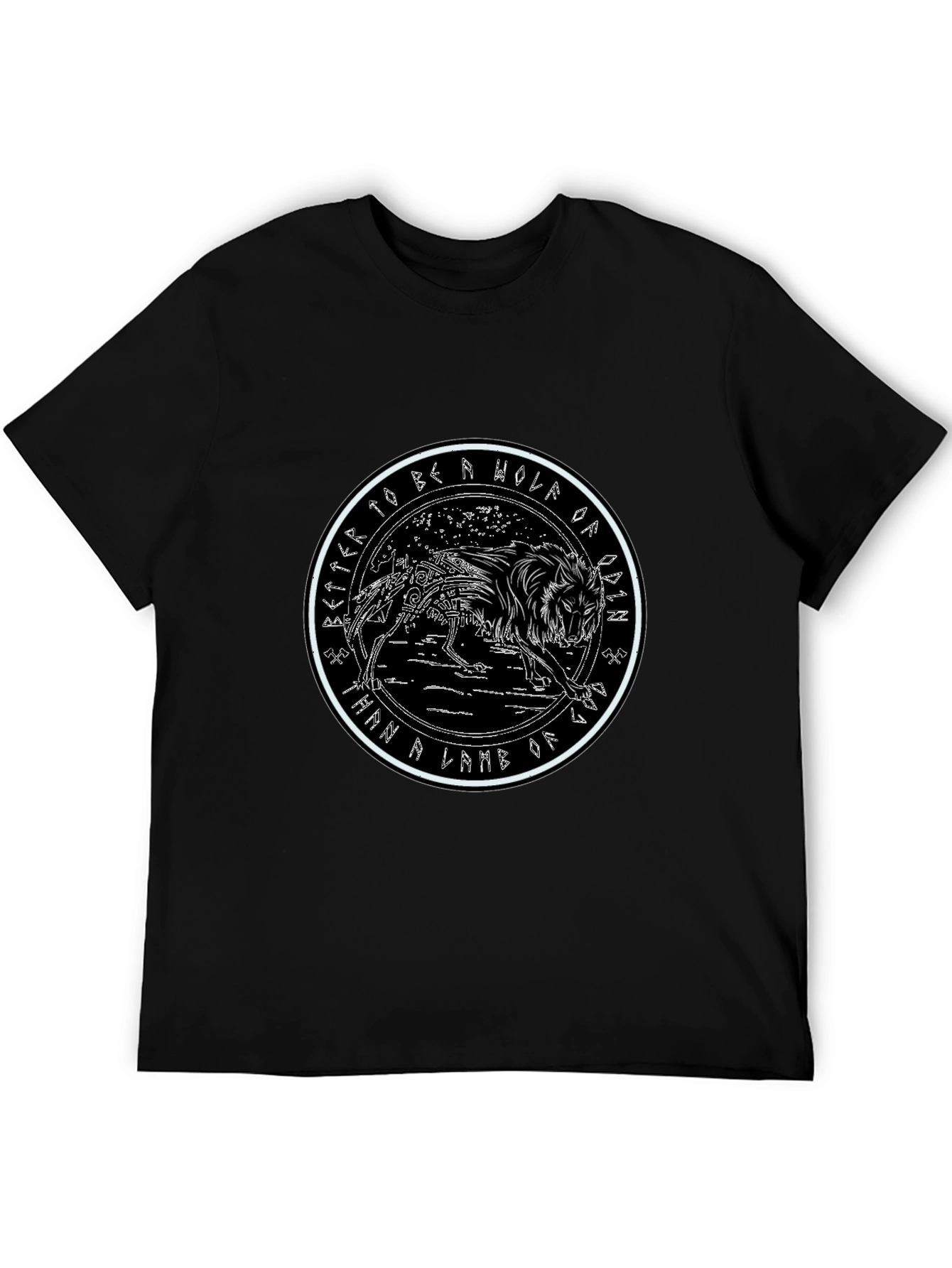 Odin Wolf Graphic T-Shirt - Black