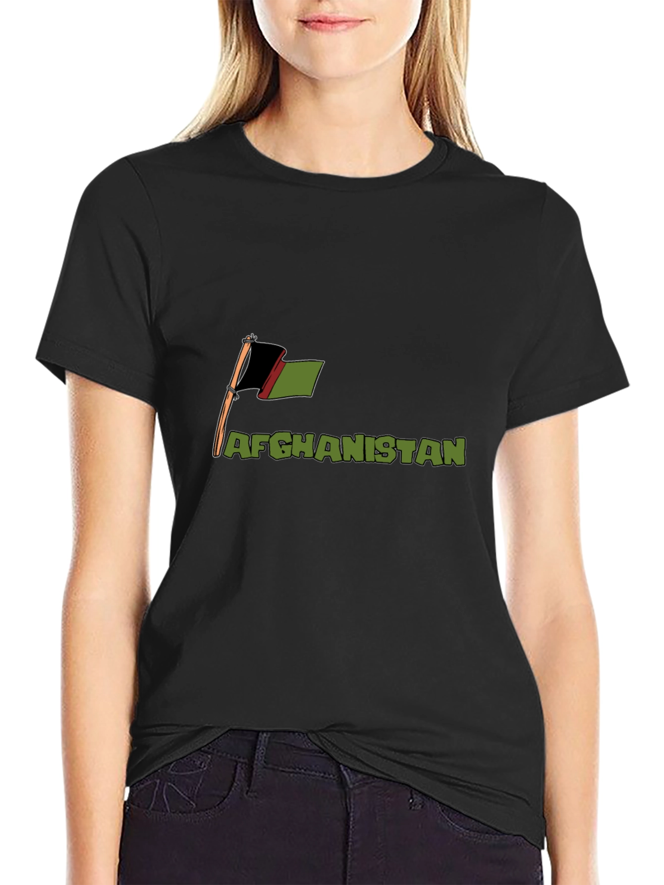 Afghanistan Flag T-Shirt - Black Cotton Tee