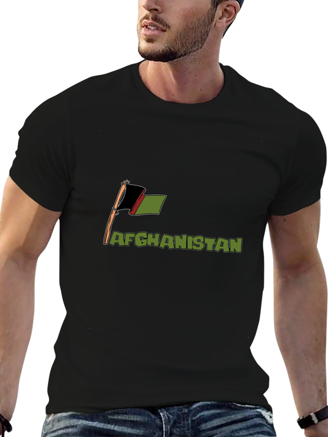 Afghanistan Flag T-Shirt - Black Cotton Tee