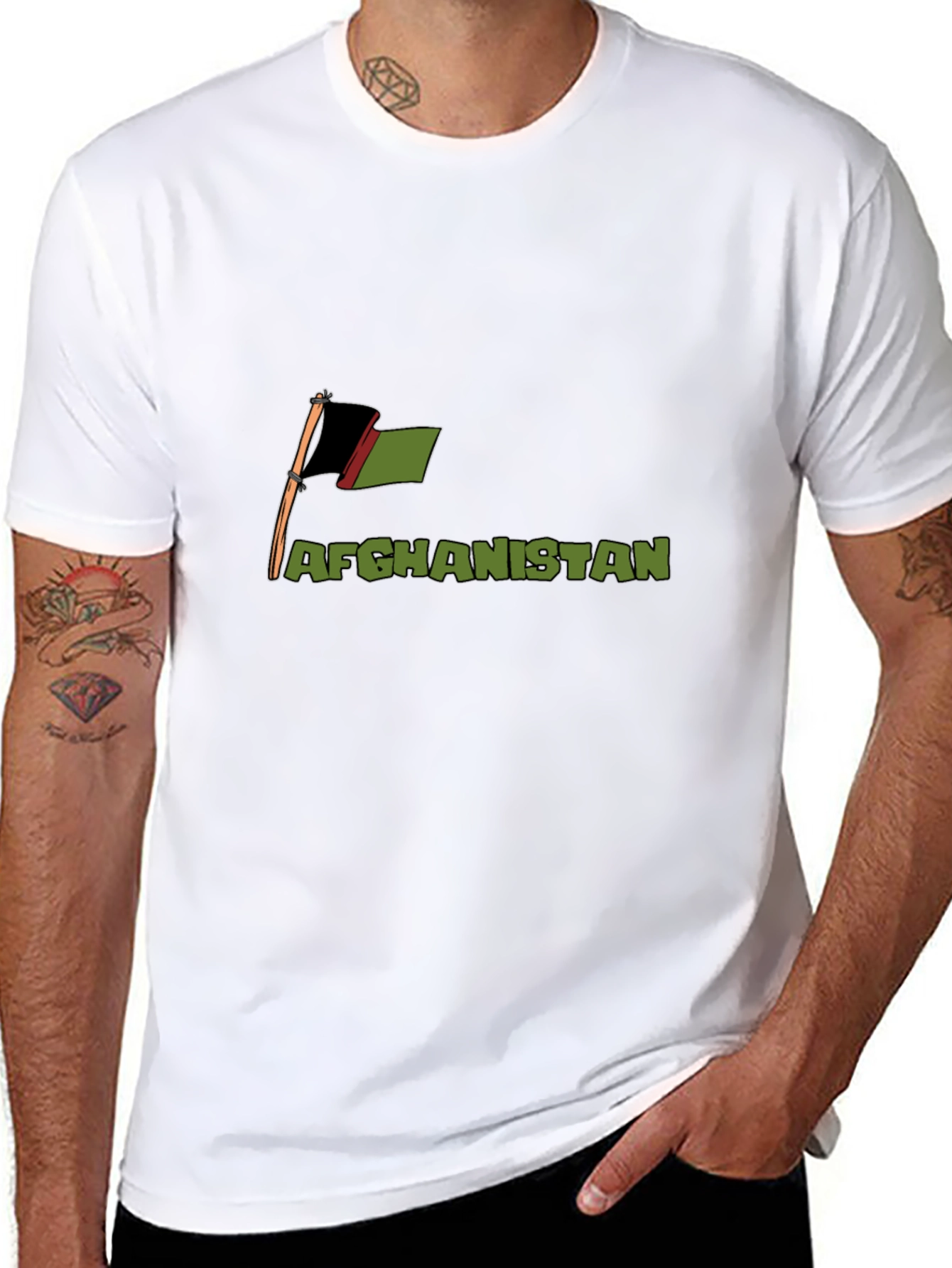 Afghanistan Flag T-Shirt - Black Cotton Tee