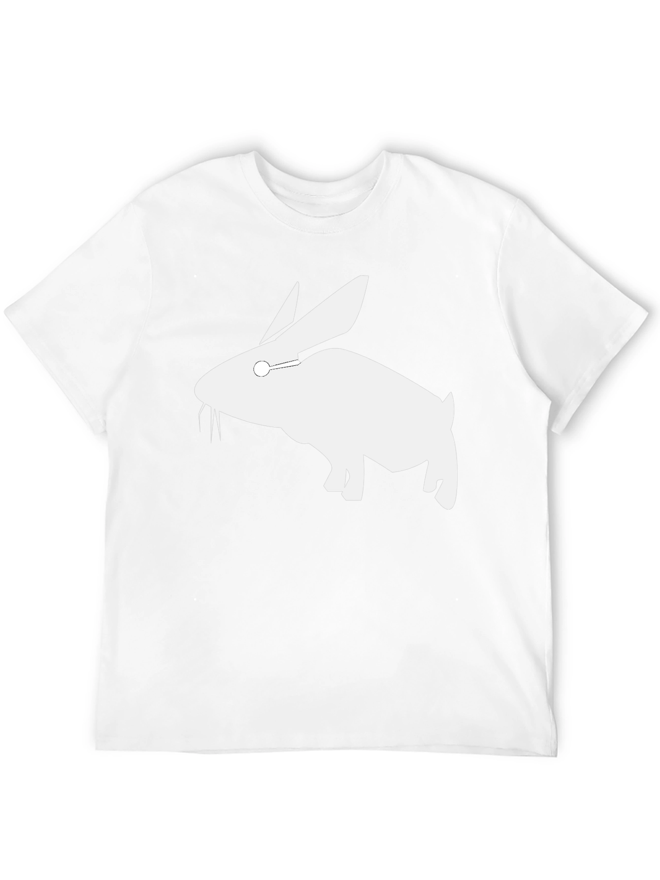 Mens Black T-Shirt with White Rabbit Graphic