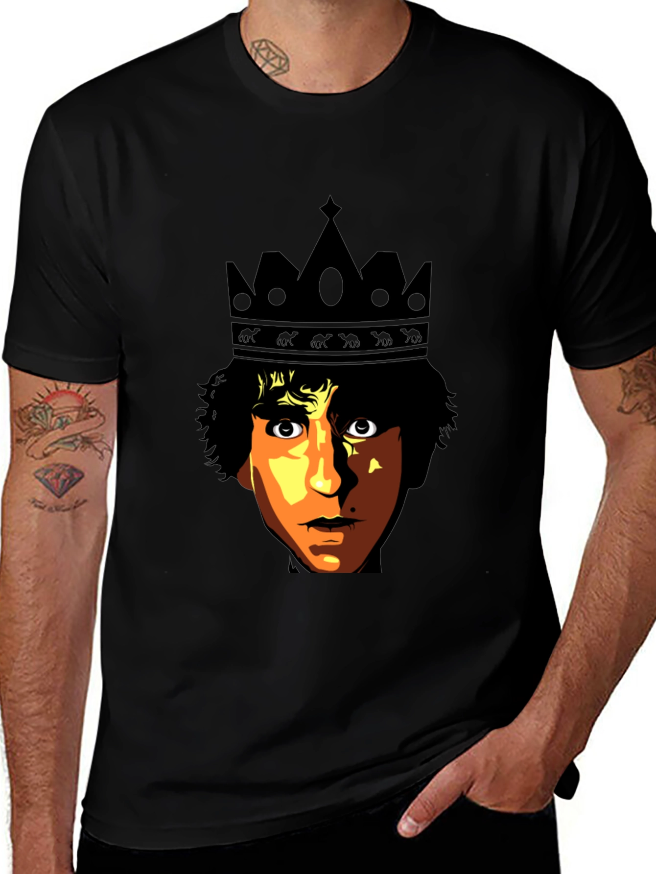 King Portrait Graphic T-Shirt - Black
