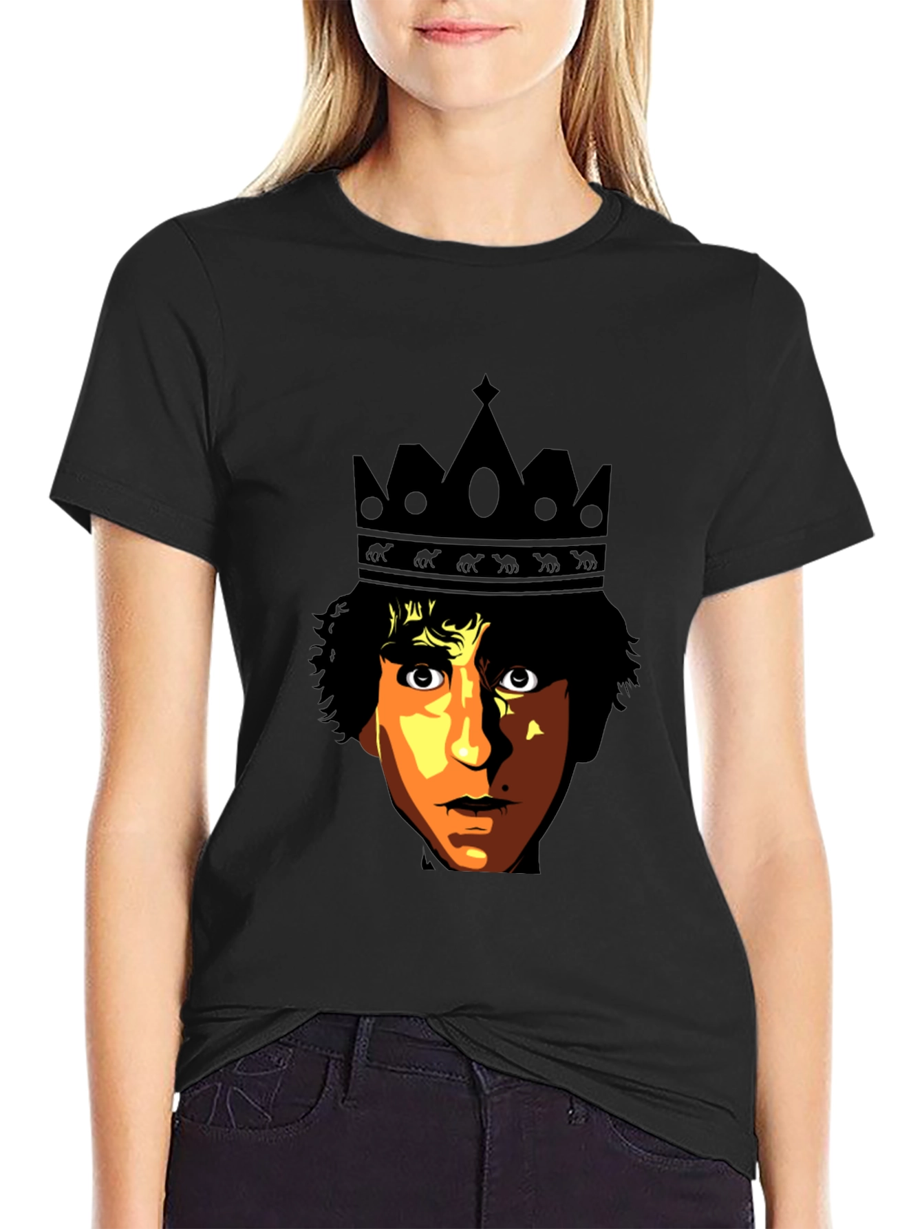 King Portrait Graphic T-Shirt - Black